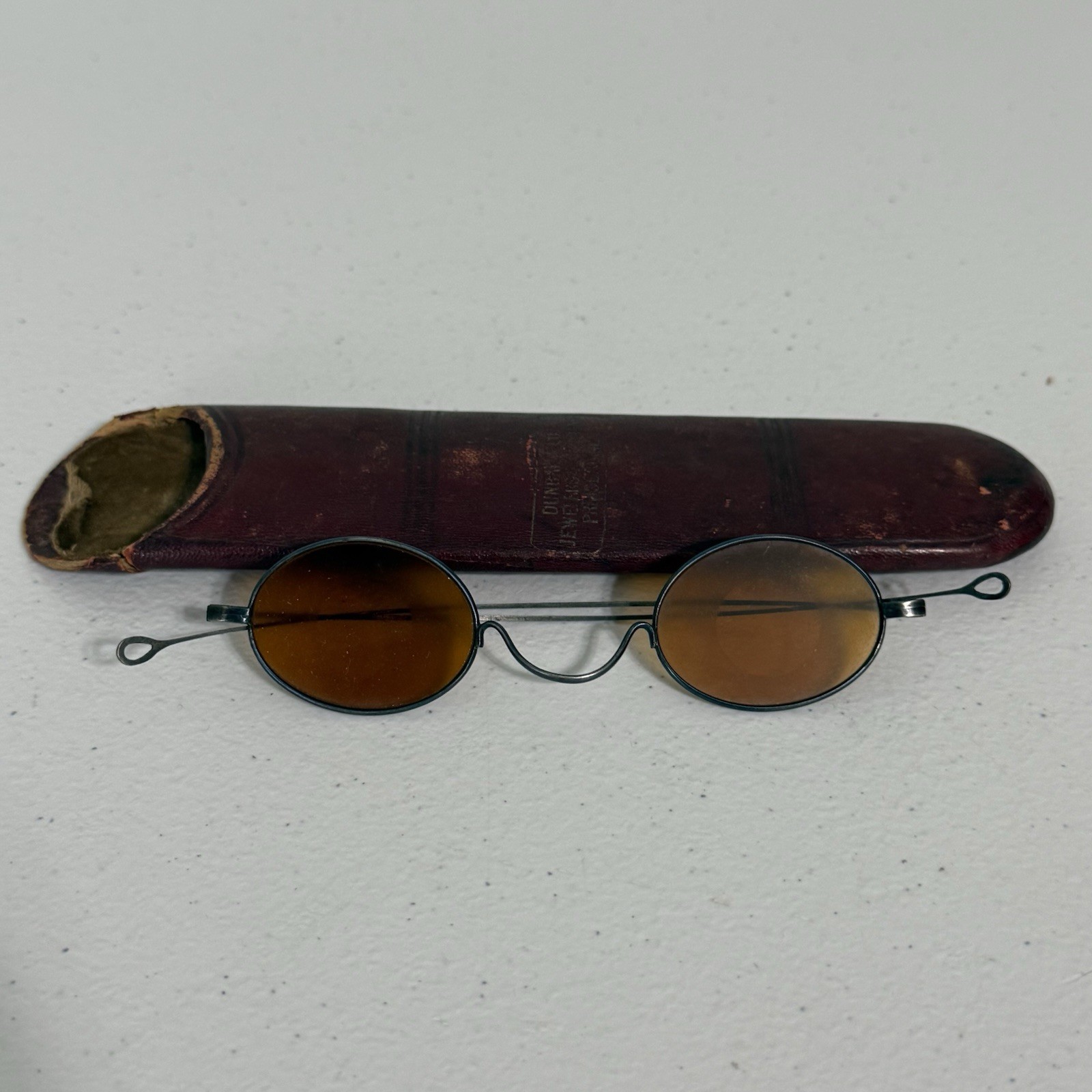 ORIGINAL PERIOD CIVIL WAR AMBER SHARPSHOOTER GLASSES WITH ORIGINAL CASE