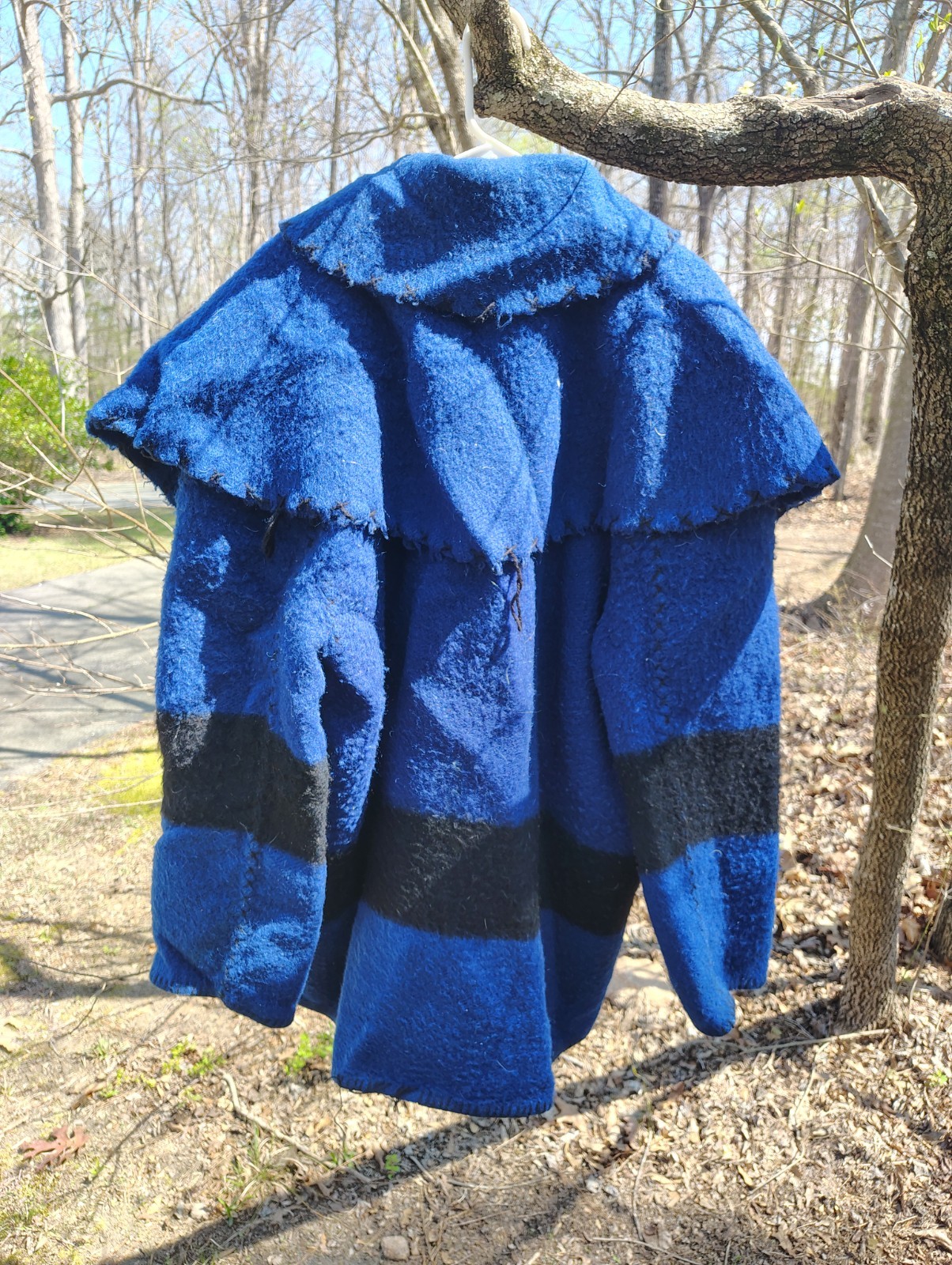 Rendezvous Blue Black Stripe Blanket Capote