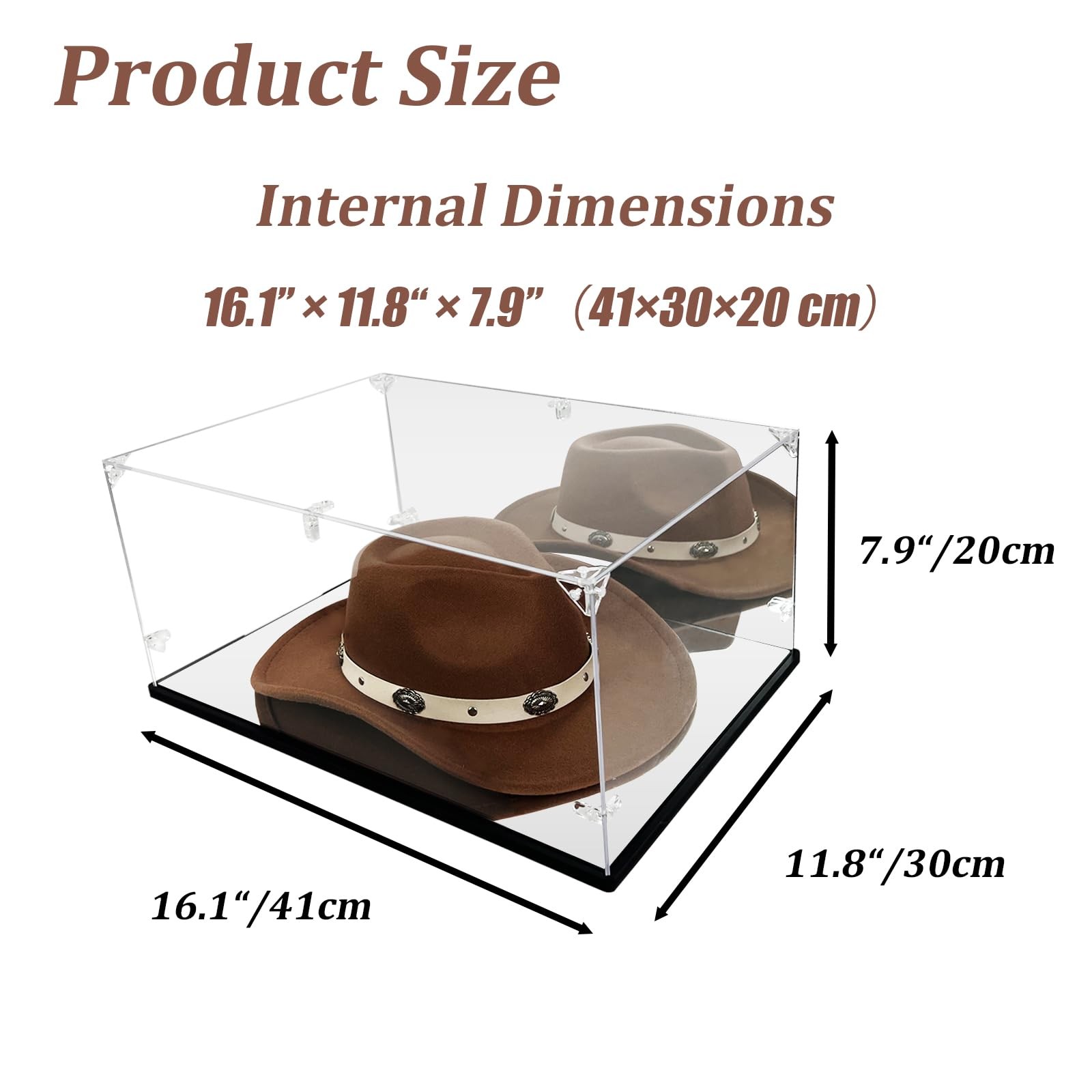 Cowboy Hat Display Case & Protector Box - Dual Mirror - 3mm Clear Premium Acr...