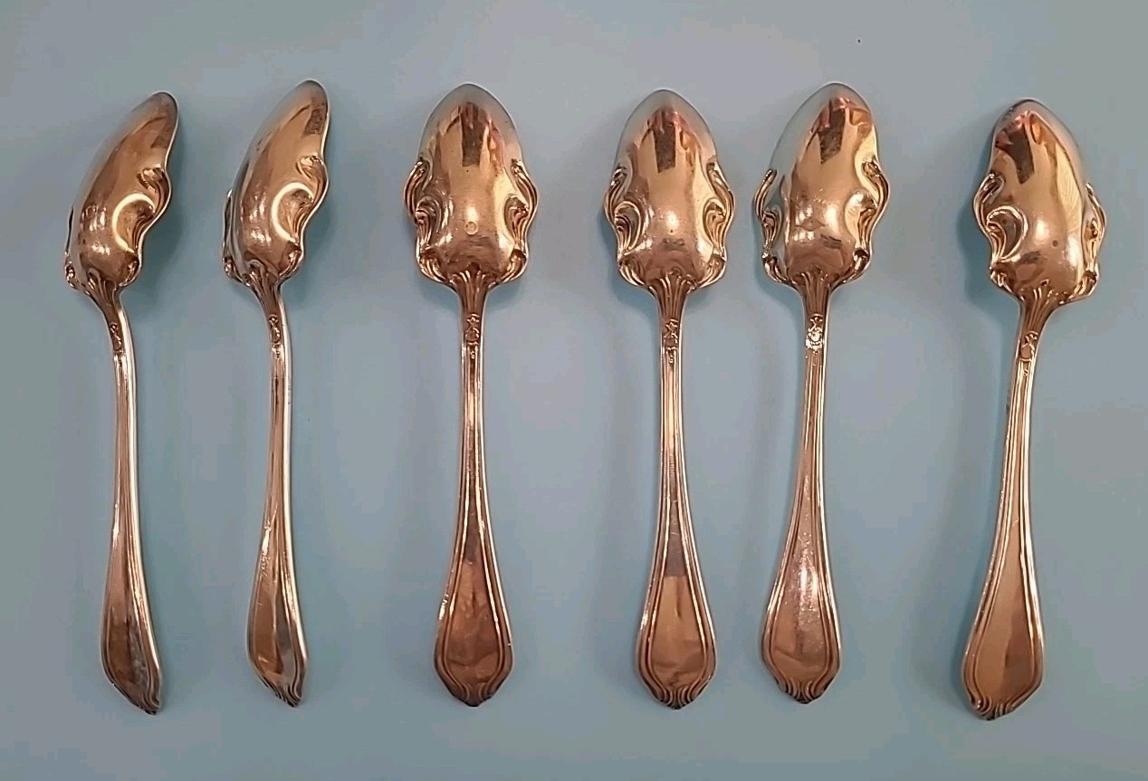 Vintage Set Of 6 A.S. CO 6" Ornate Spoons With Monogram "B" Flatware Silverware