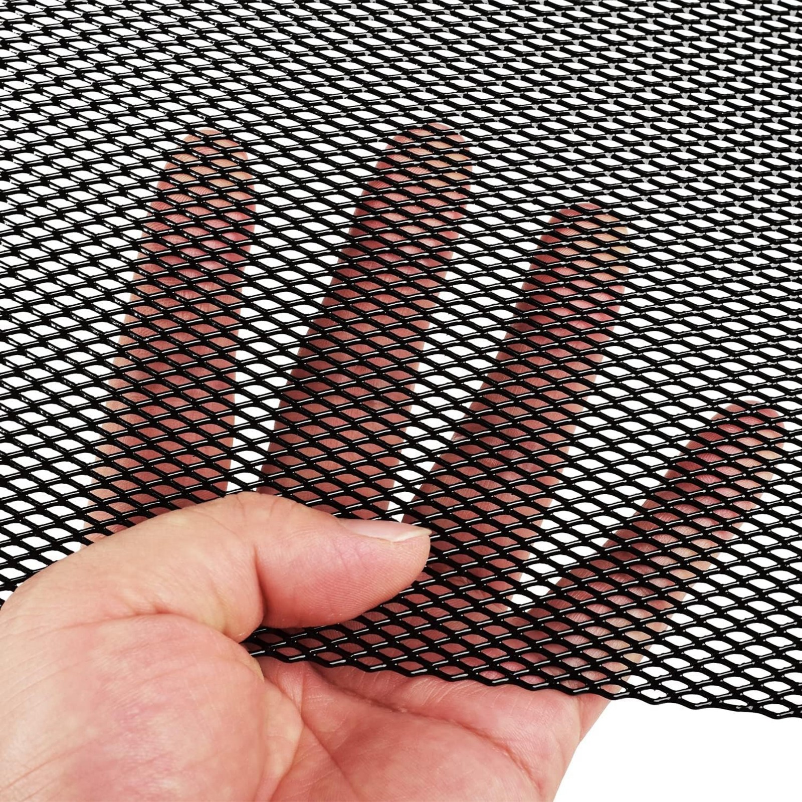 Universal Car Grill Mesh 40" x 13", Black-Painted 3 x 6mm Rhombic Hole black