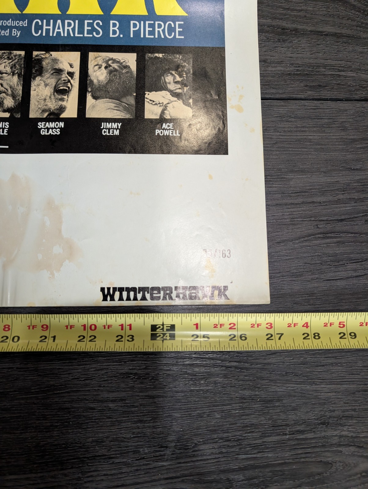 1975 "Winterhawk" Original Movie One Sheet Poster Starring Leif Erickson 27 X 41