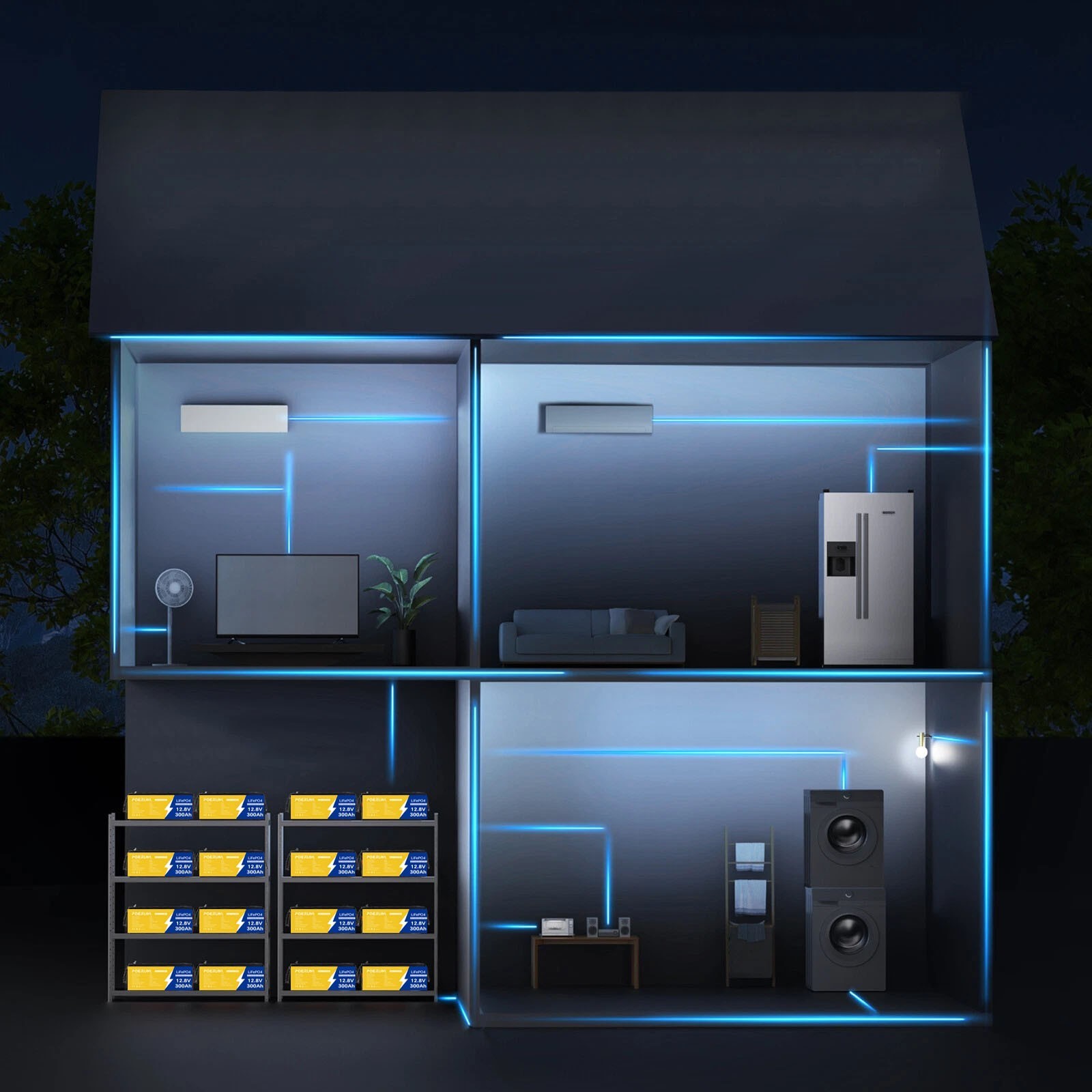 12V 300Ah LiFePO4 Lithium Battery BMS Deep Cycle 12V for Solar Marine Off-grid