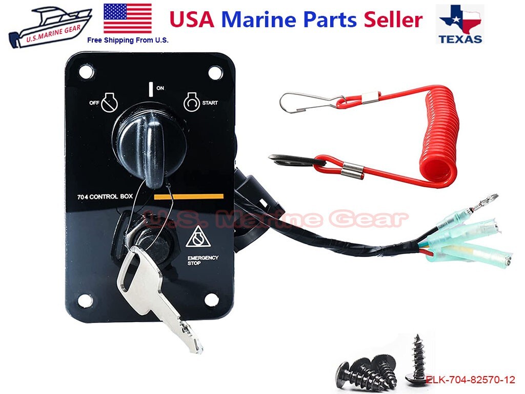 Ignition Key Switch Panel for Yamaha Outboard Remote Control Box 704-82570