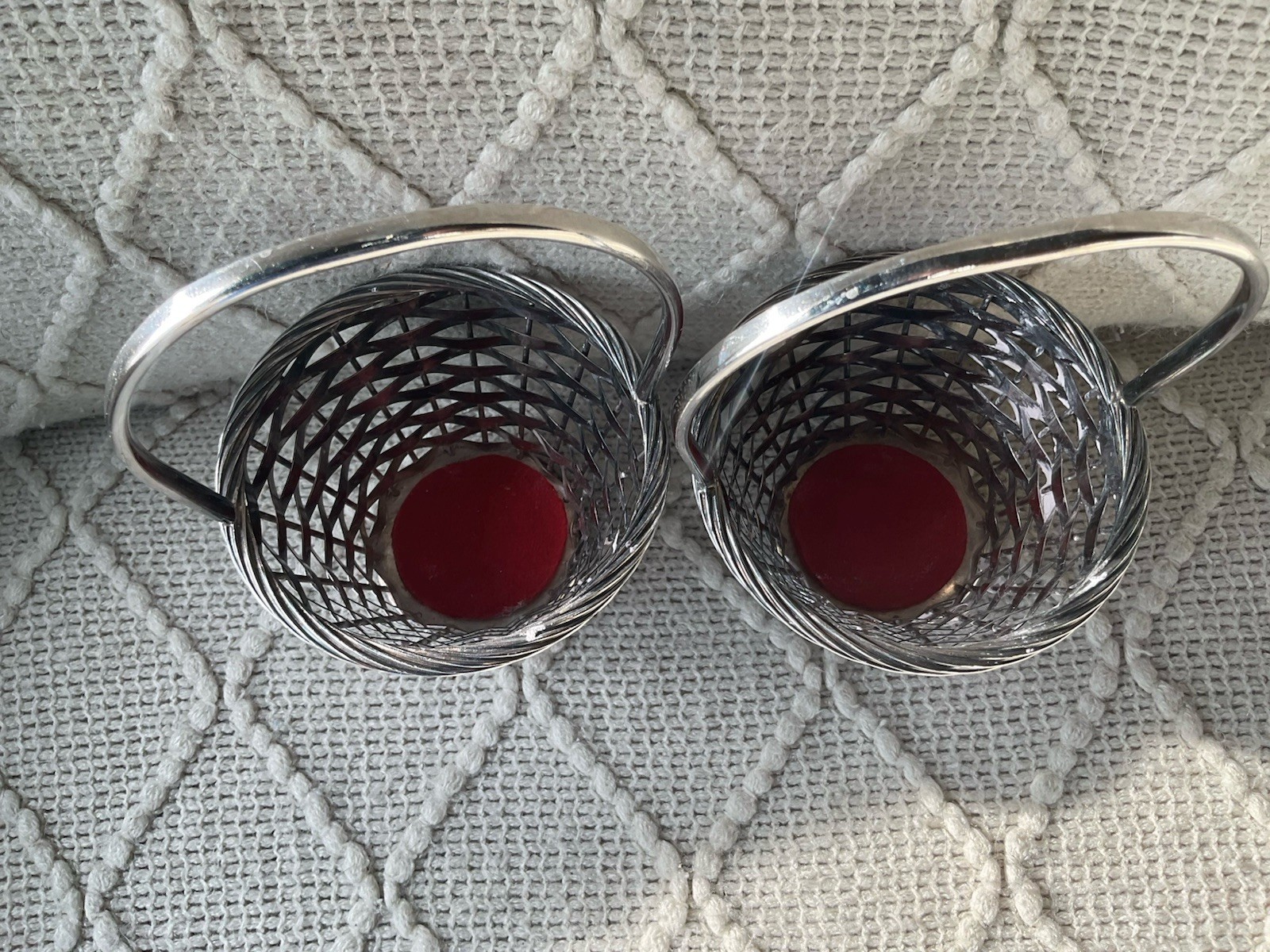 Pair Small Silverplate Woven Baskets, Newport 🐣🥚🐰💐