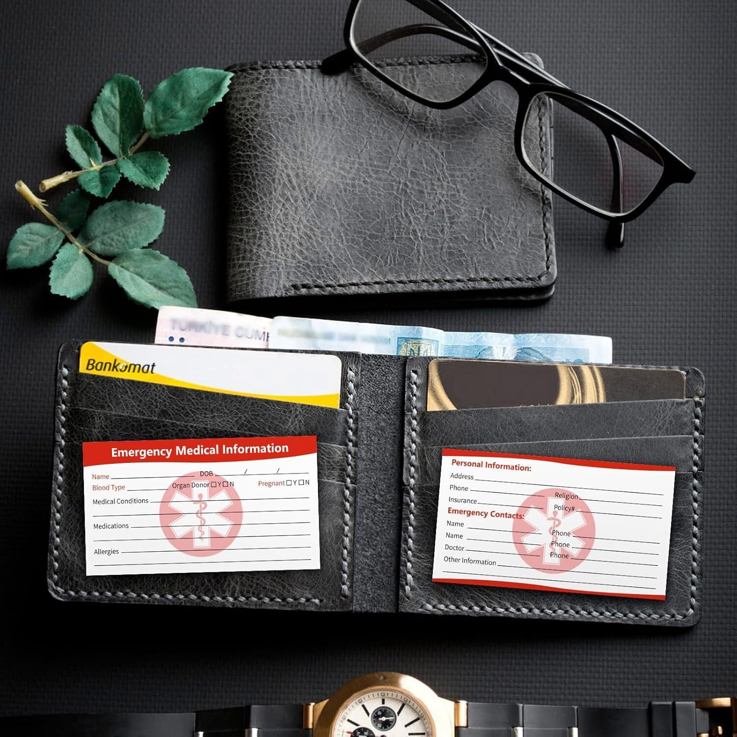 [10 Pack] Emergency Medical Information ID Card Emergency Contact ID Card