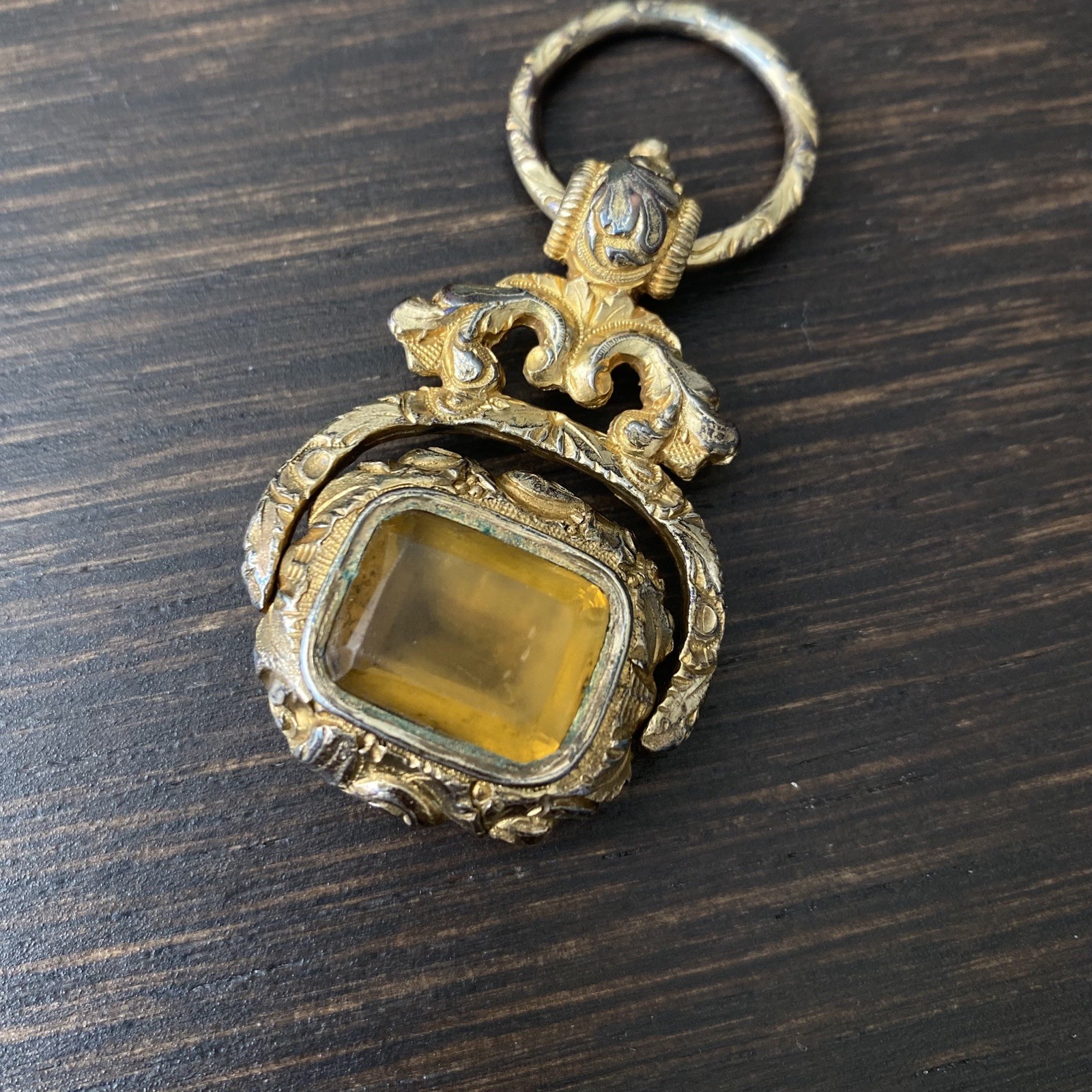 Antique Georgian or Victorian Large Double Sided Gold Tone Watch Fob