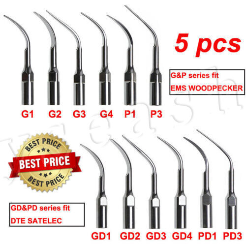 5x Dental Ultrasonic Piezo Scaler Tips fit Woodpecker EMS/DTE SATELEC Handpiece