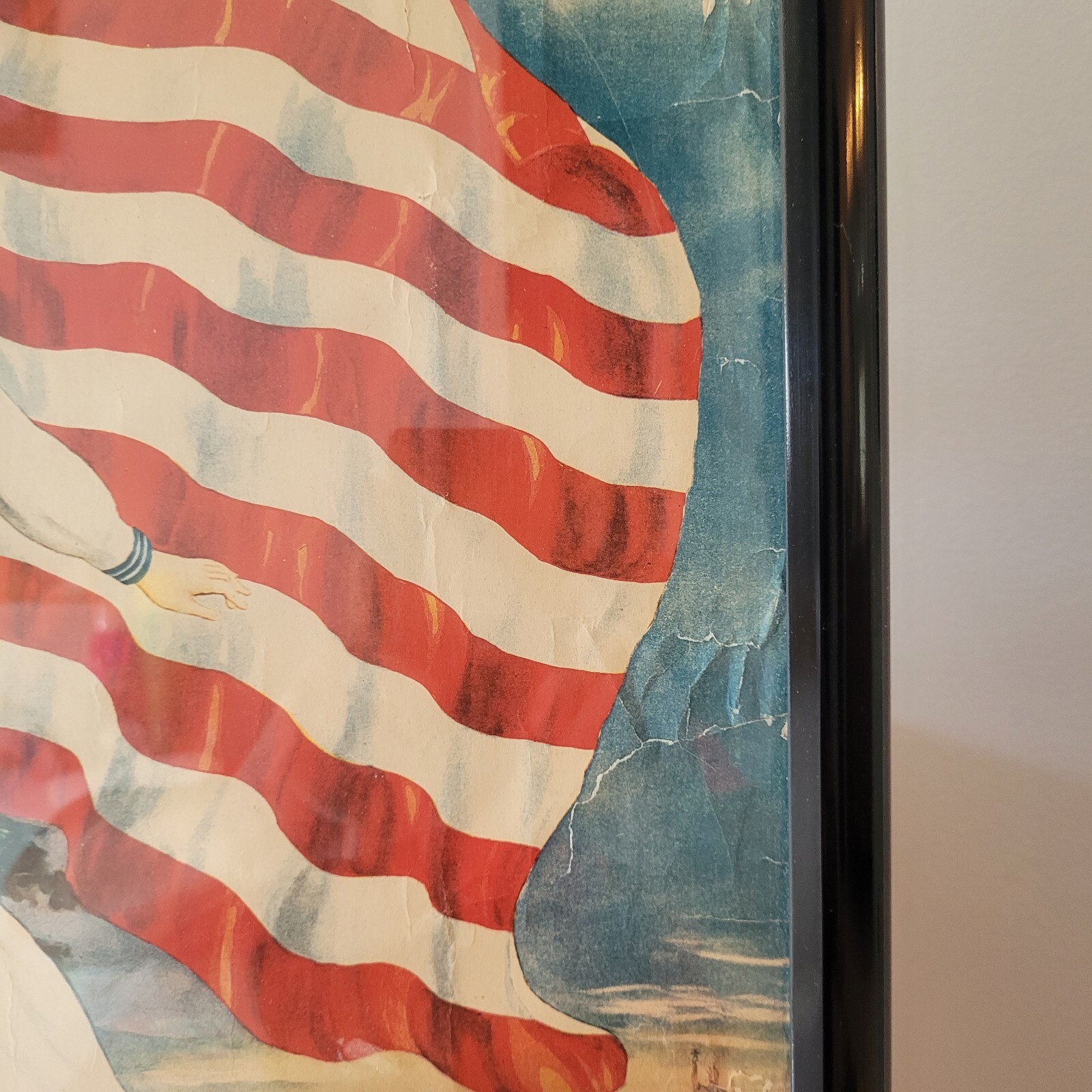 Antique Original WWI Poster Flag of Freedom 1918 21" x 17" Framed USA *READ*