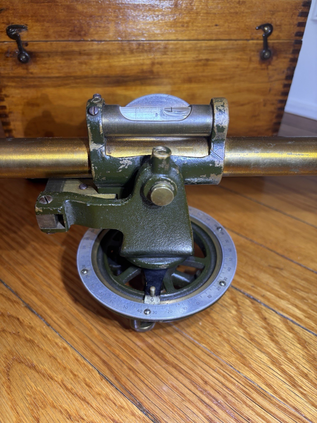 Vintage Sears Craftsman Surveying Transit Bubble Level Brass Scope Wooden Box