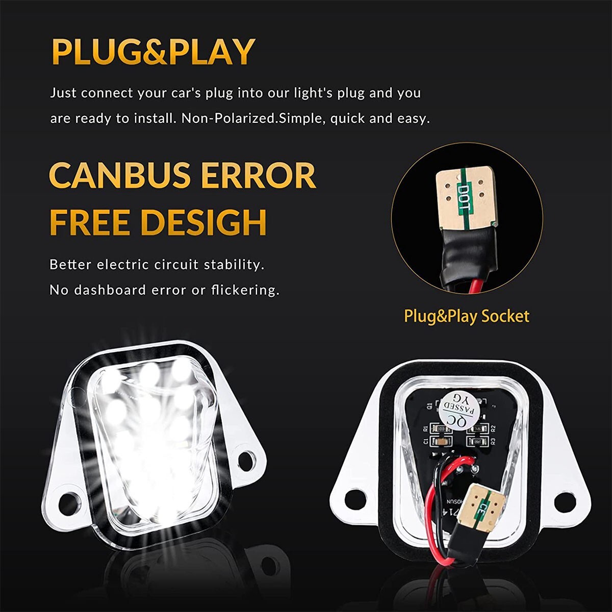 LED License Plate Tag Lights Kit For 2007-2014 Suburban Tahoe Yukon Escalade ESV