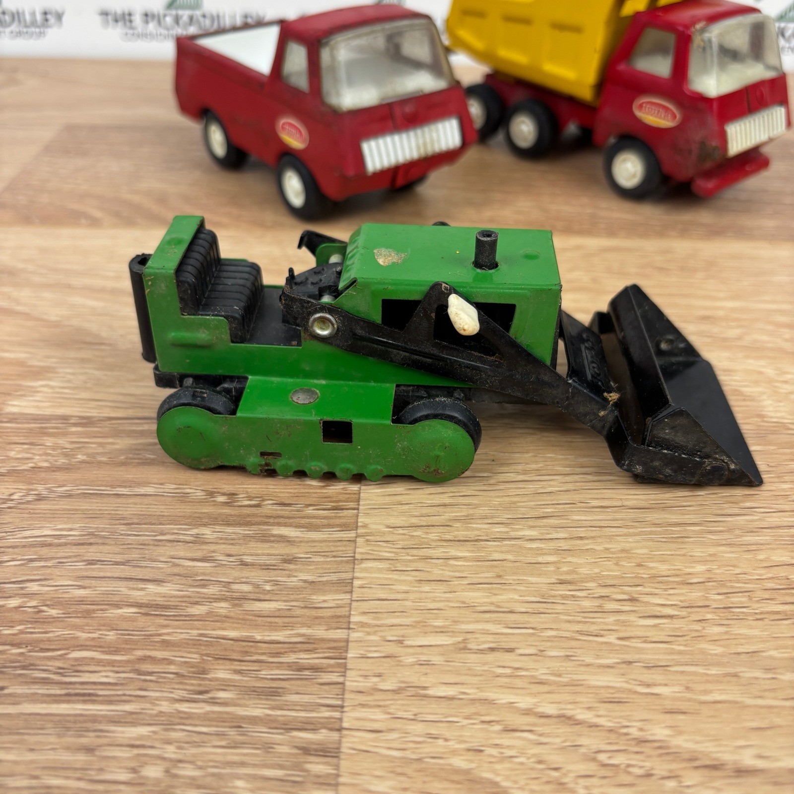 Vintage Tonka Steel Dump Truck and Pickup Truck Lot Red Yellow Green