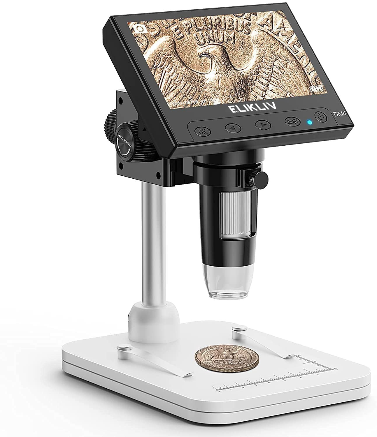 Digital Coin Microscope 1000x Magnifier with 8 LED Lights, 4.3" LCD, PC Compatib