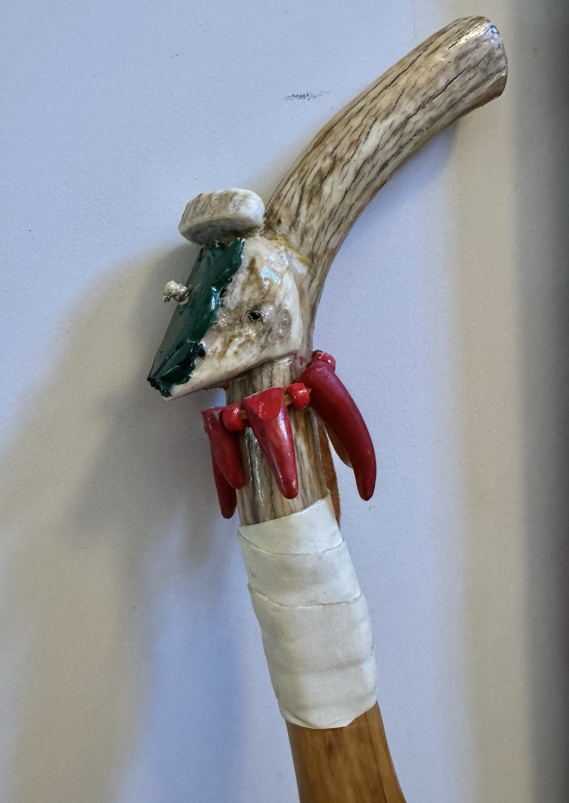 Vintage Handmade Unique Rare Indian Walking Cane Menominee Indian Tribe 41” Long