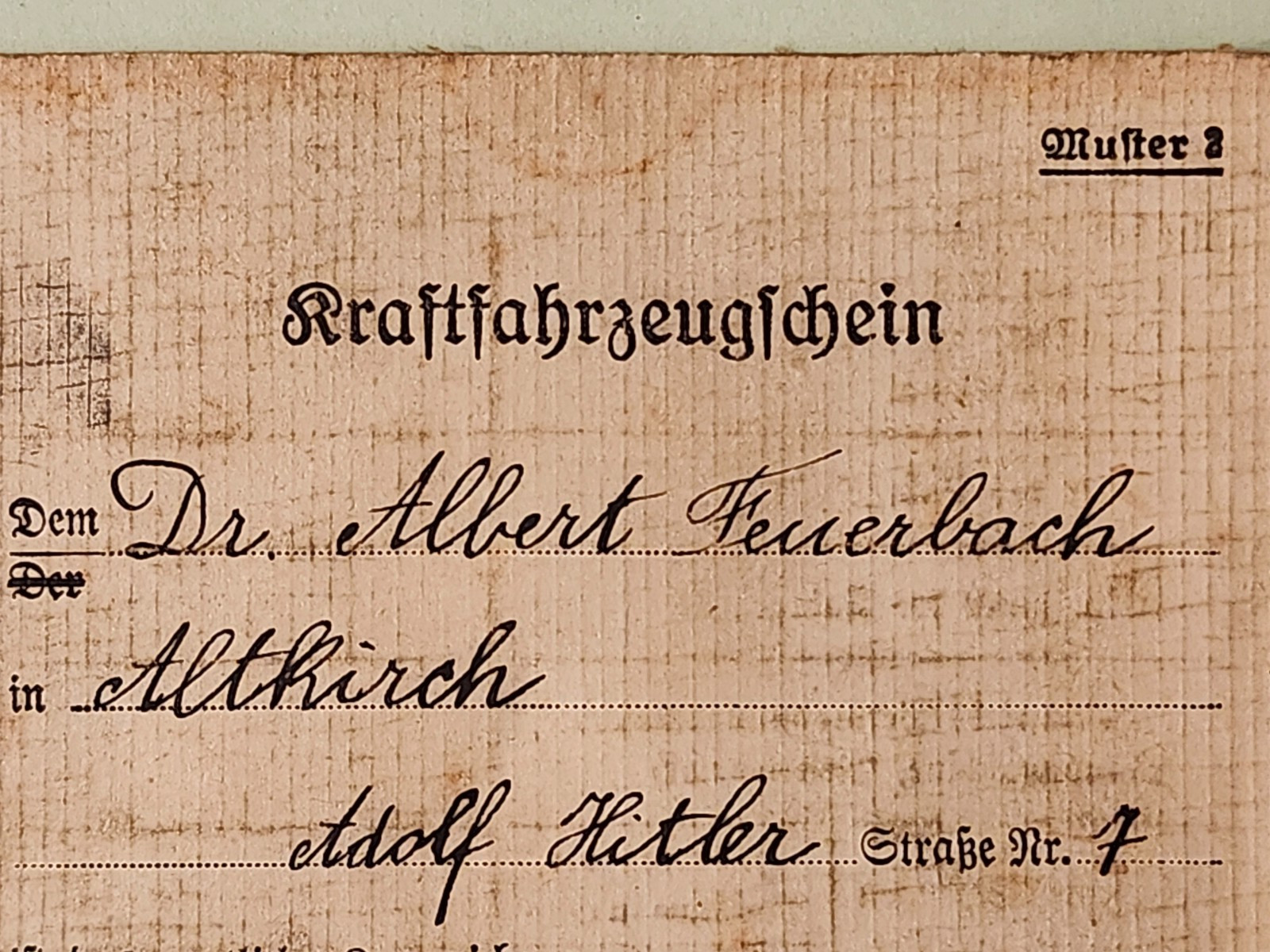 WW2 Germany. Kraftfahrzeugschein 1941