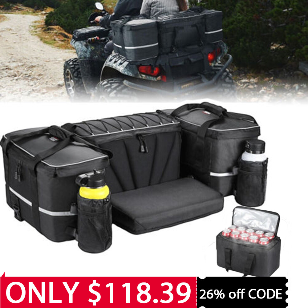 74L Upgraded ATV Rear Cooler Storage Bag Pack Seat Padded Bottom Bags w/Cushion
