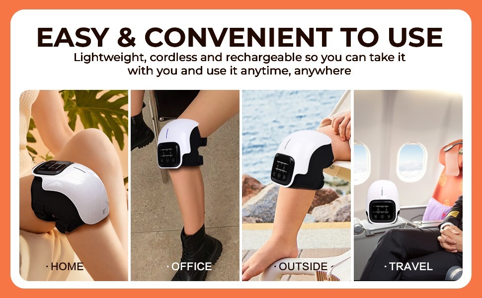 Wireless Knee Massager with Heat Vibration Massage LED Screen Infared Therapy