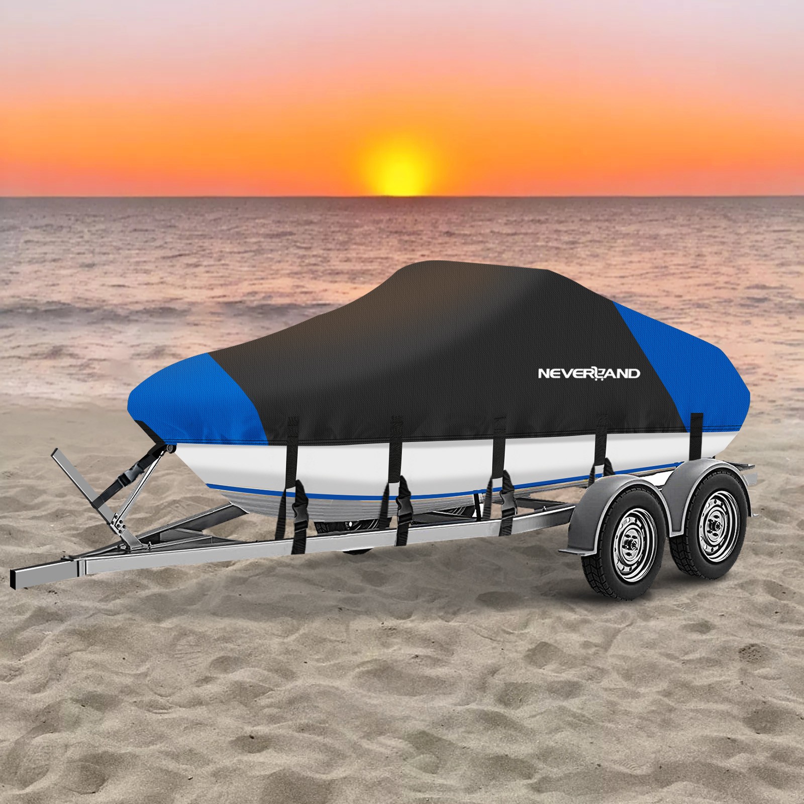 Boat Cover 17ft-19ft Heavy Duty Waterproof Trailerable Fits V-Hull Tri-Hull Bass