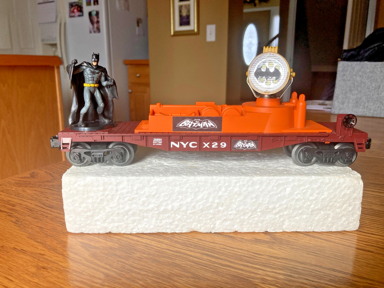 Lionel Customized SearchLight Car with Batman and Bat Signal