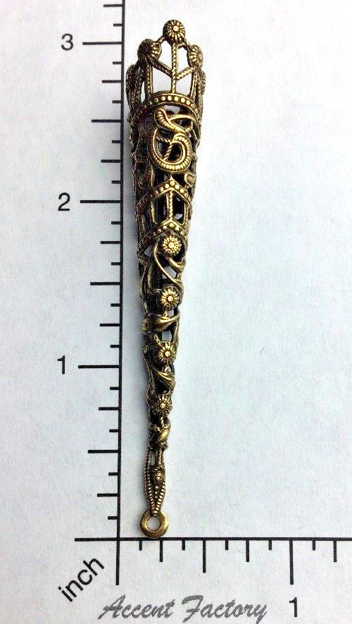 13153           Brass Oxidized Large Tussie Mussie Victorian Holder