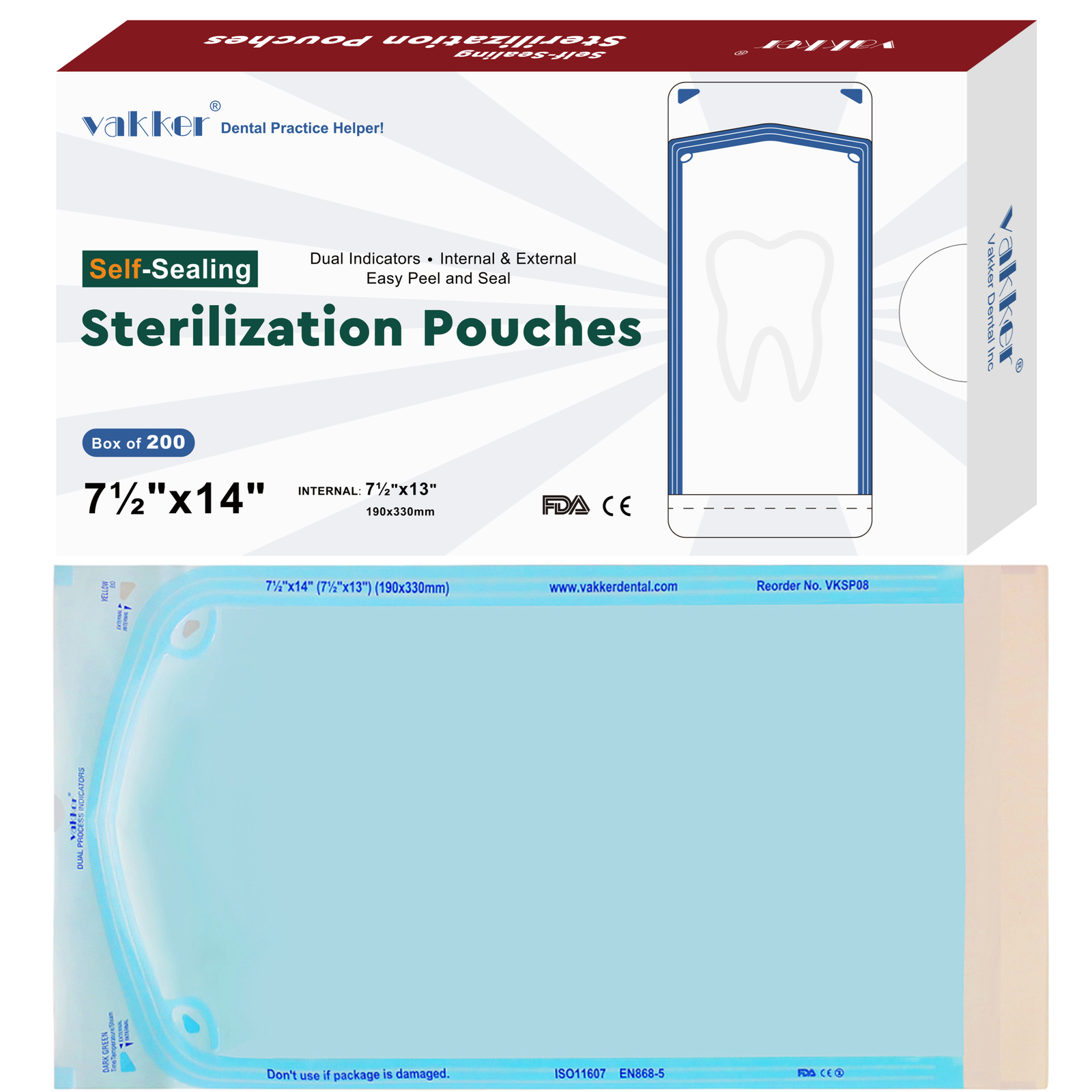 Vakker All Size Dental Self Seal Sterilization Pouches Autoclave Sterilizer Bag