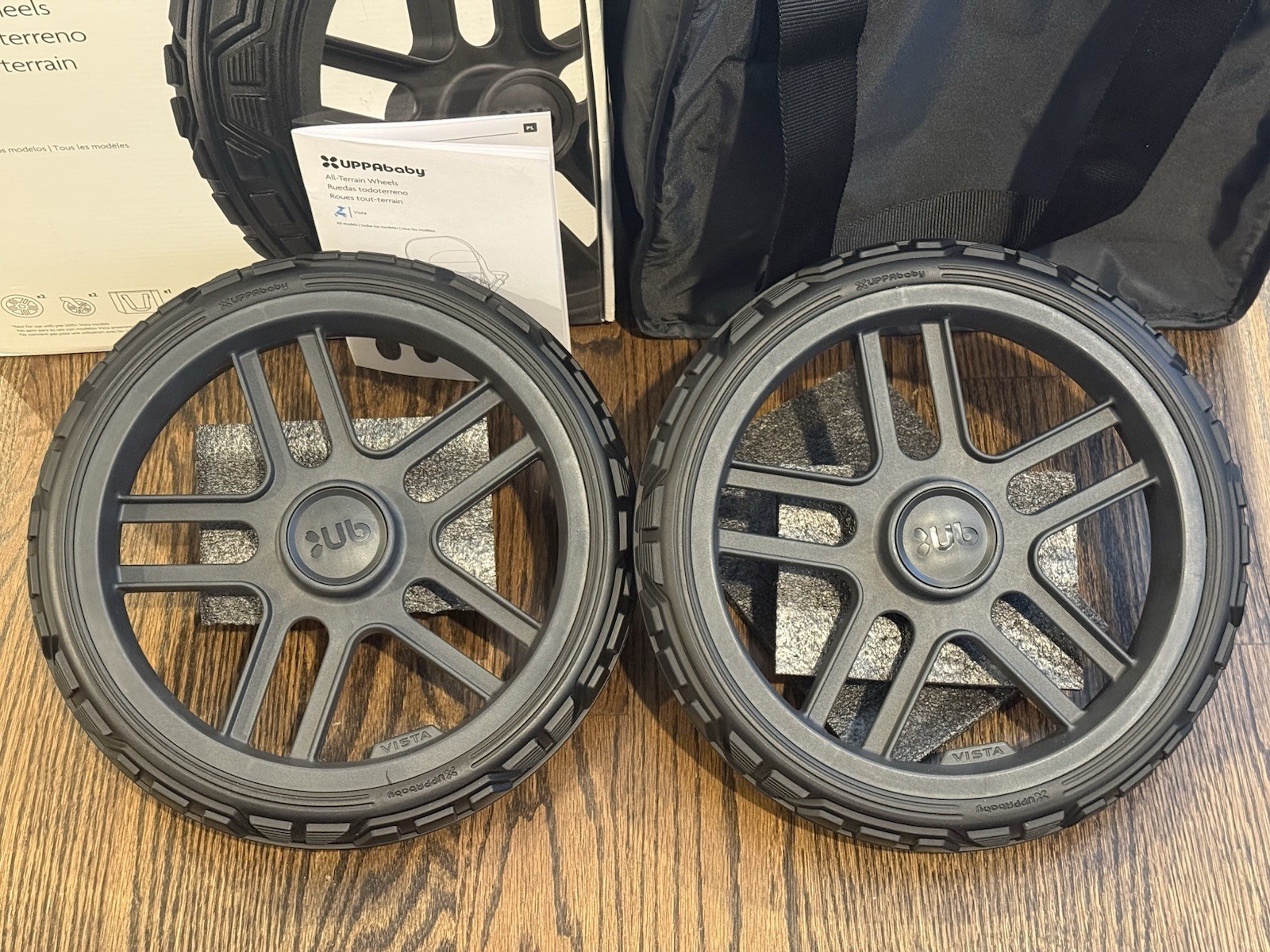 2 Rear Wheels Only UPPABaby Vista Stroller All-Terrain Wheels Easy Attach Wheels