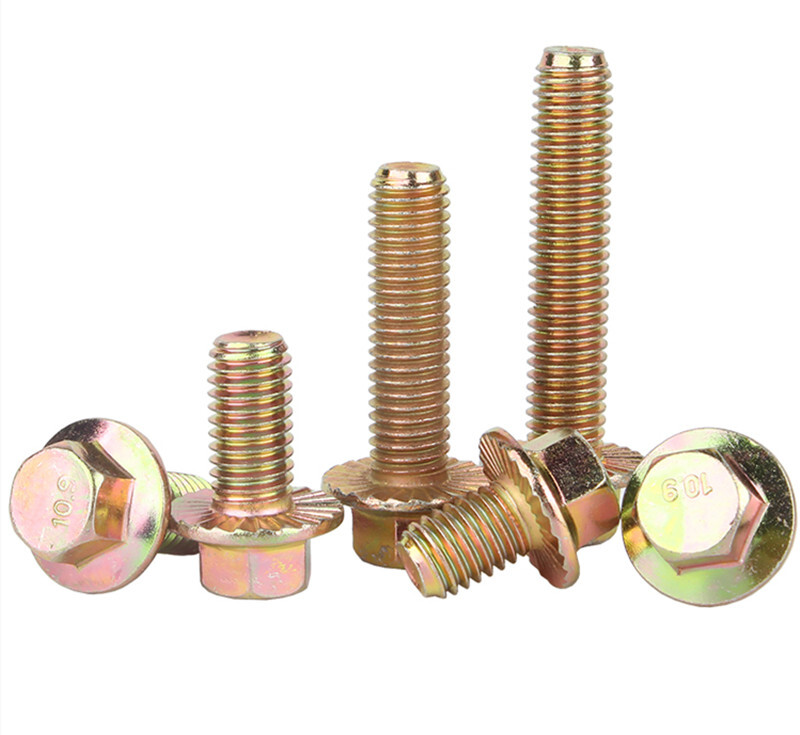 Color Zinc 10.9 Hexagon Flange Bolts Hex Flange Head Screw M6 M8 M10 M12