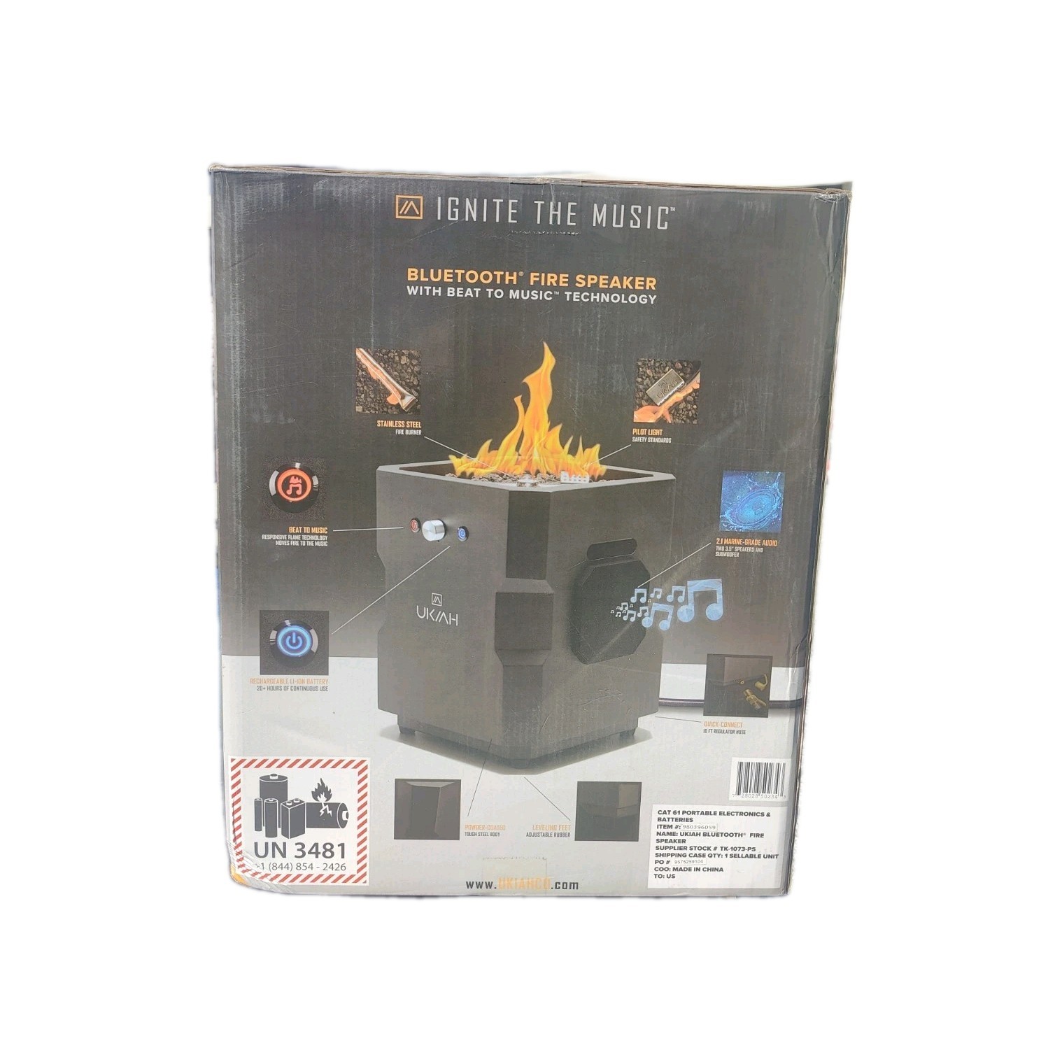 Ukiah Note Portable Audio Propane Fire Pit with Beat to Music Technology New!!!