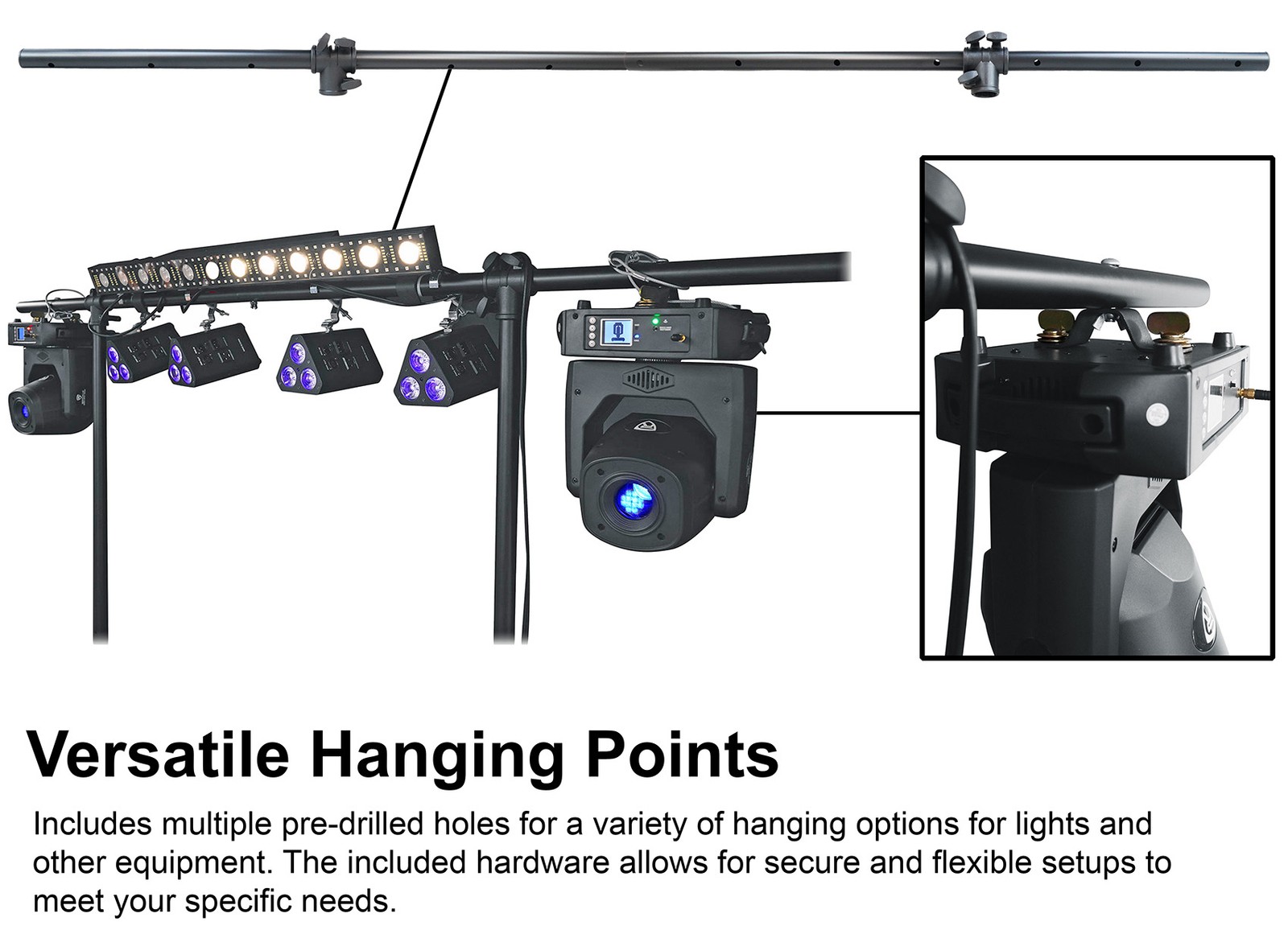 Rockville ROCKBOOTH TRUSS V2 DJ Booth Table Facade w/Shelves+Lighting Truss+Bag