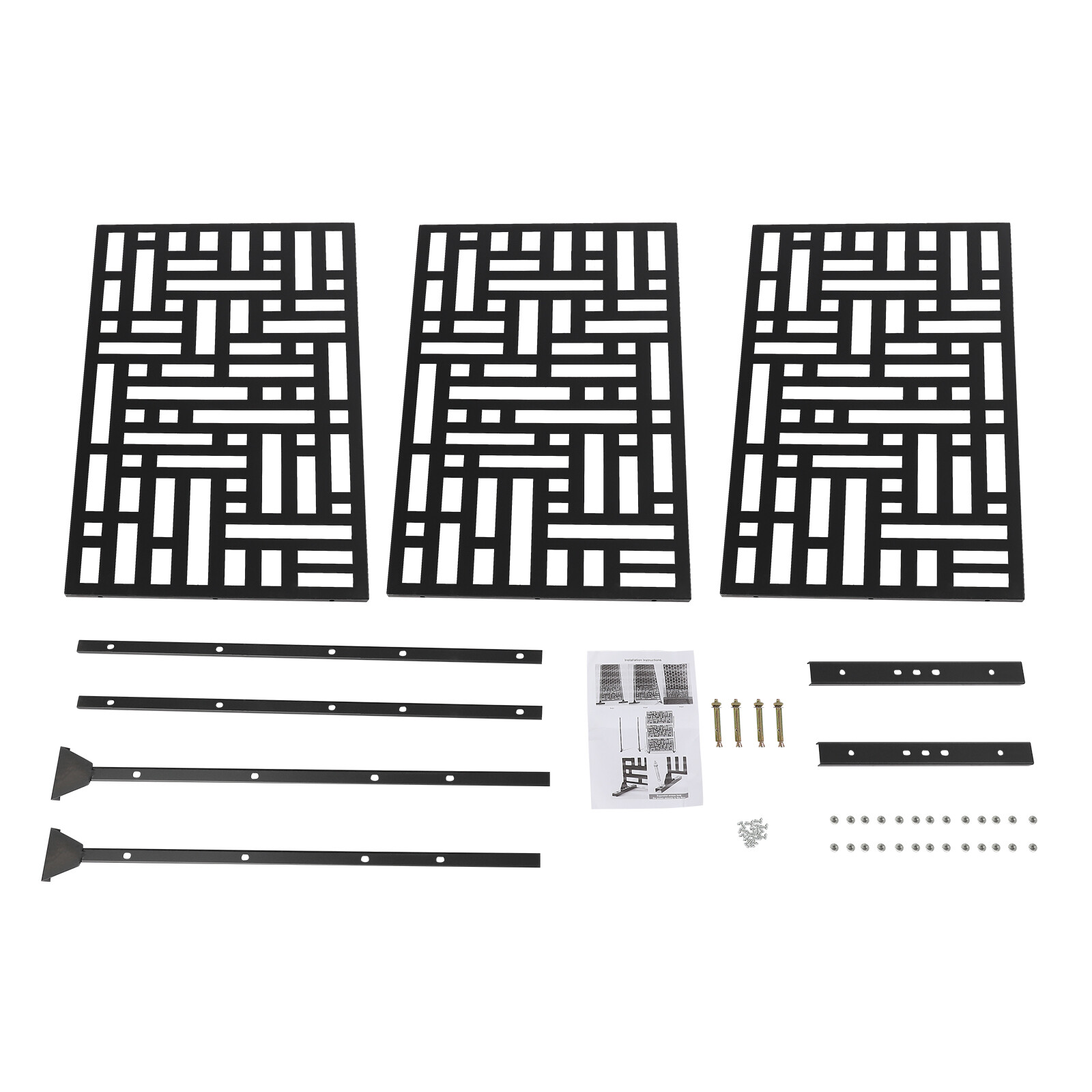 Metal Privacy Screen 6.2ft H x 35.4in W Outdoor Privacy Screens and Panel Black