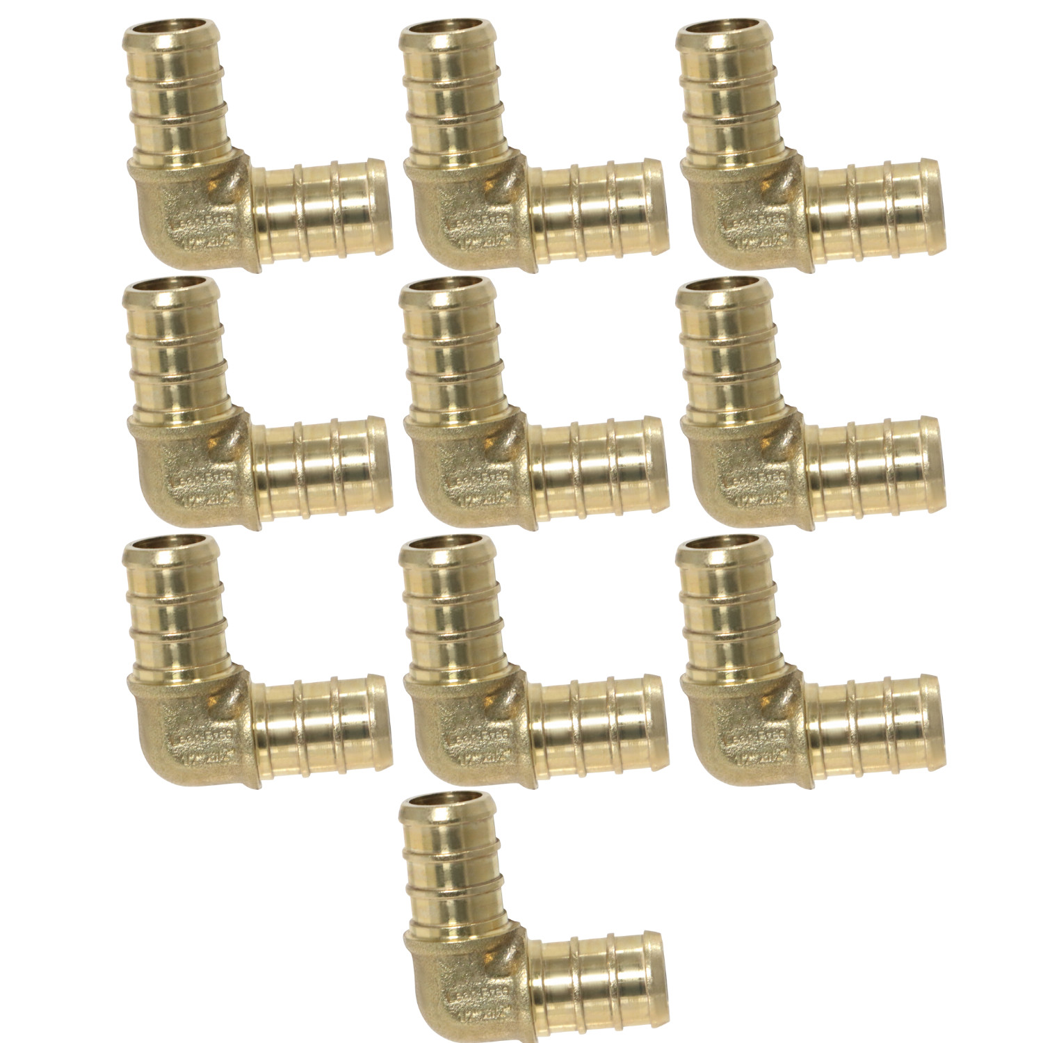 10 Pack XFITTING 1/2" PEX B Elbow - Brass Crimp Fittings , Lead Free