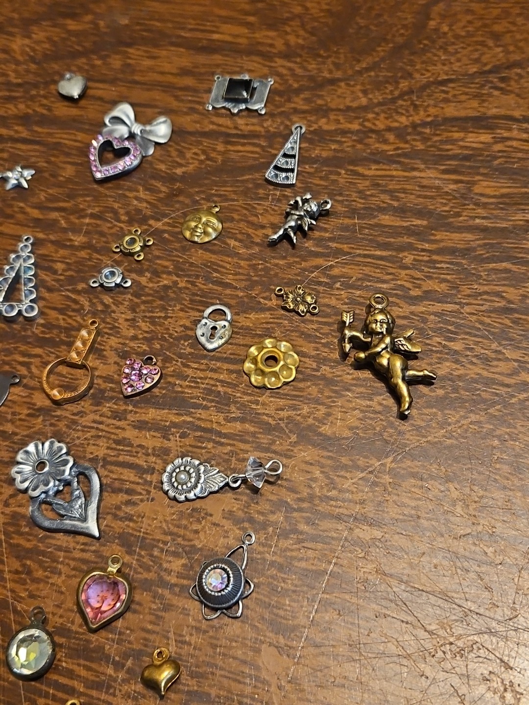 Lot Of 50 Mixed Parts Pcs France Vintage 60s Brass Stampings Findings Jewelry 24