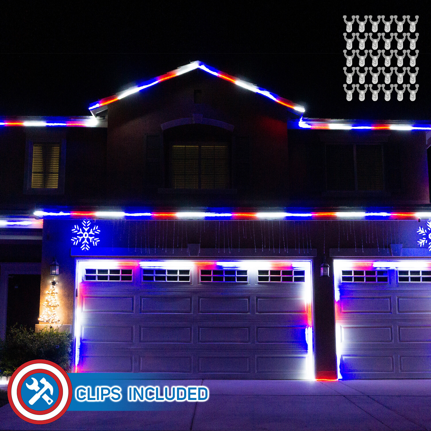 Russell Decor LED Rope lights 10-200ft Red White Blue Patriots Independence Day