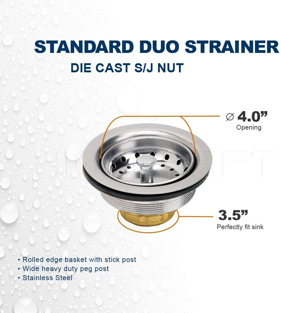 Kitchen Sink (3-1/2 Inch) Stainless Steel Drain Assembly With Strainer Basket