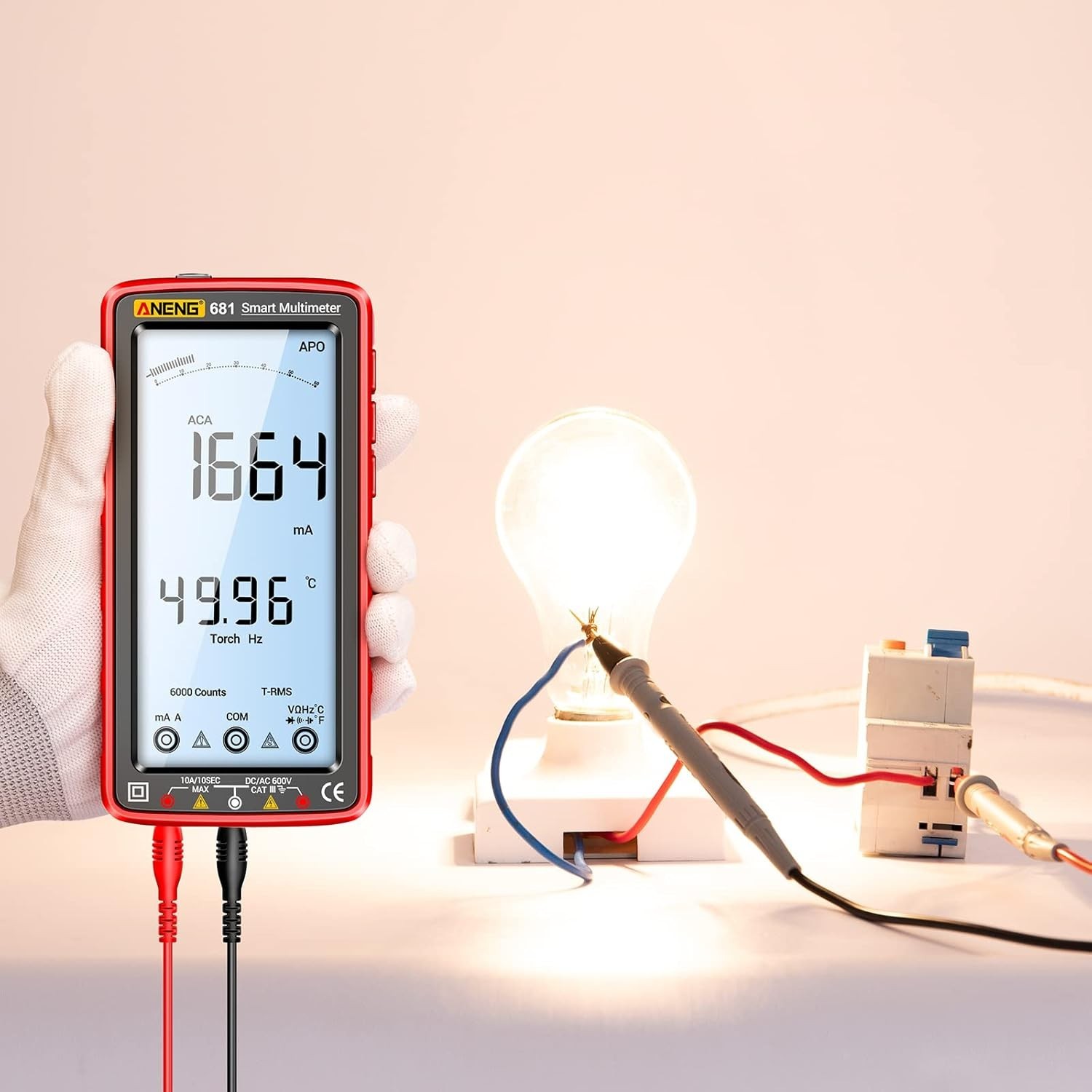 Digital Multimeter Tester Auto-Ranging TRMS 6000 Counts Voltmeter Smart Rech...