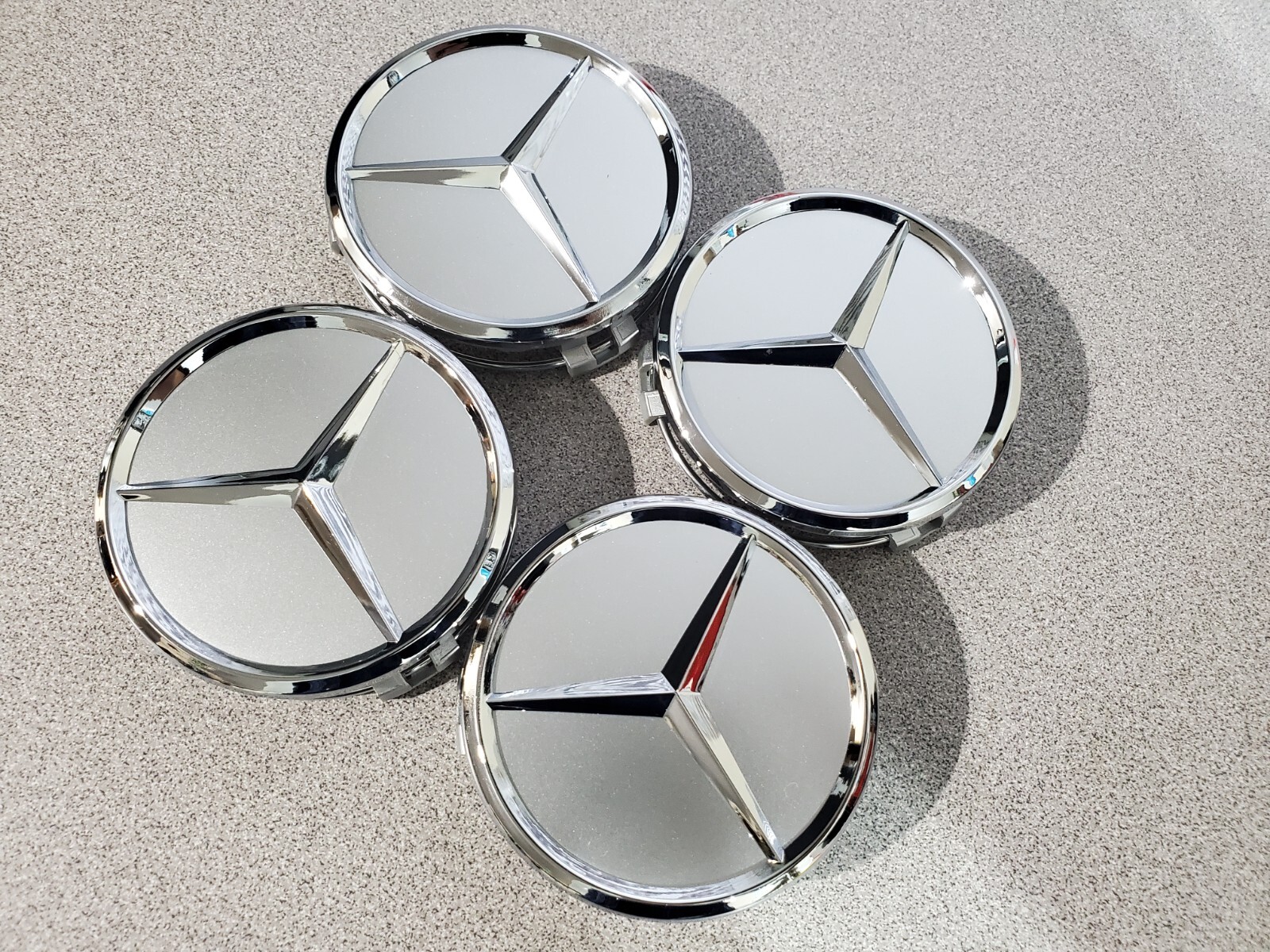 Set Of 4 75MM Wheel Center Rim Hub caps for Mercedes-Benz Silver Chrome Star