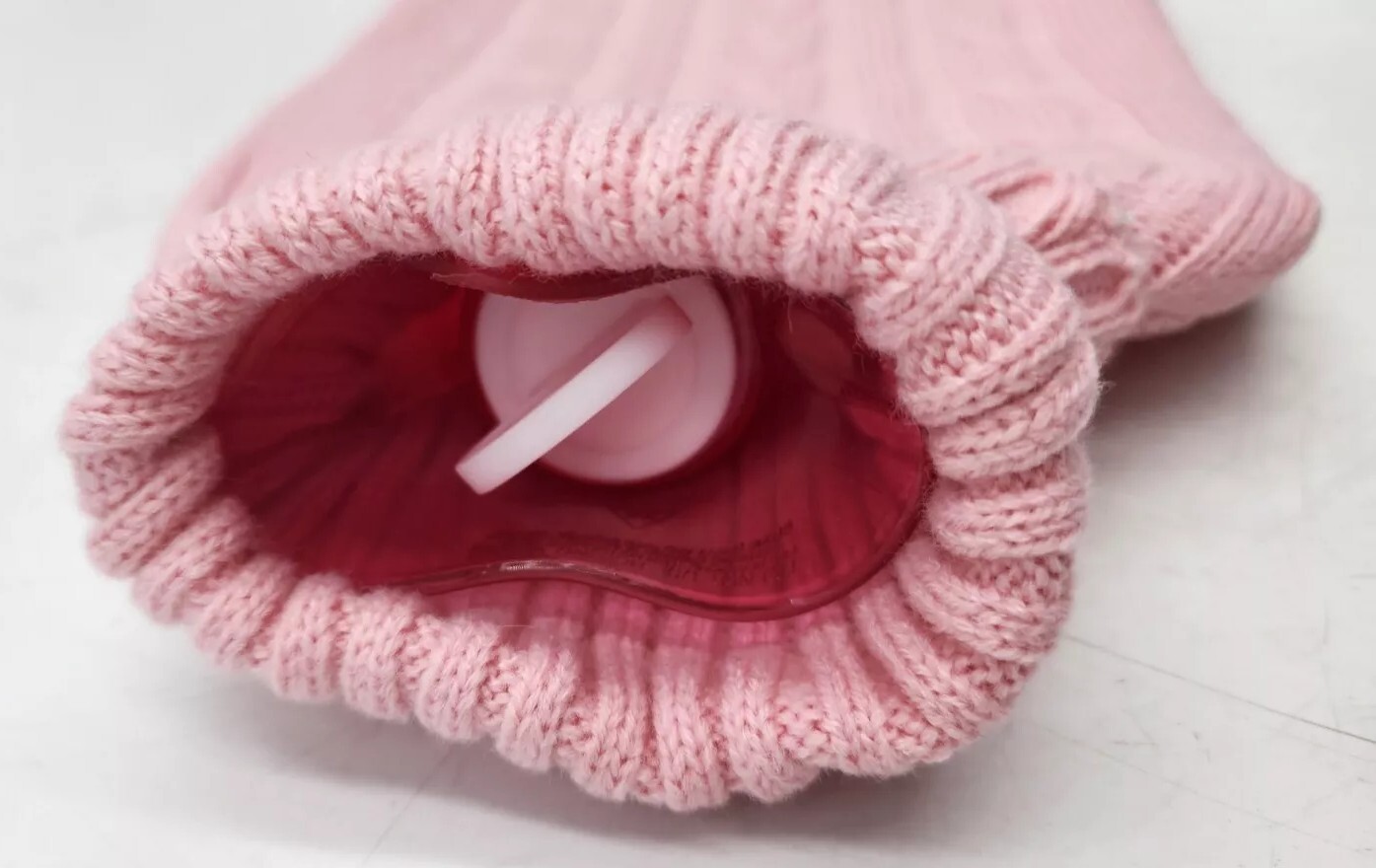 2L/2 Liter Pink Transparent Rubber Hot Water Bag/Bottle w/ Knit Sweater Cover