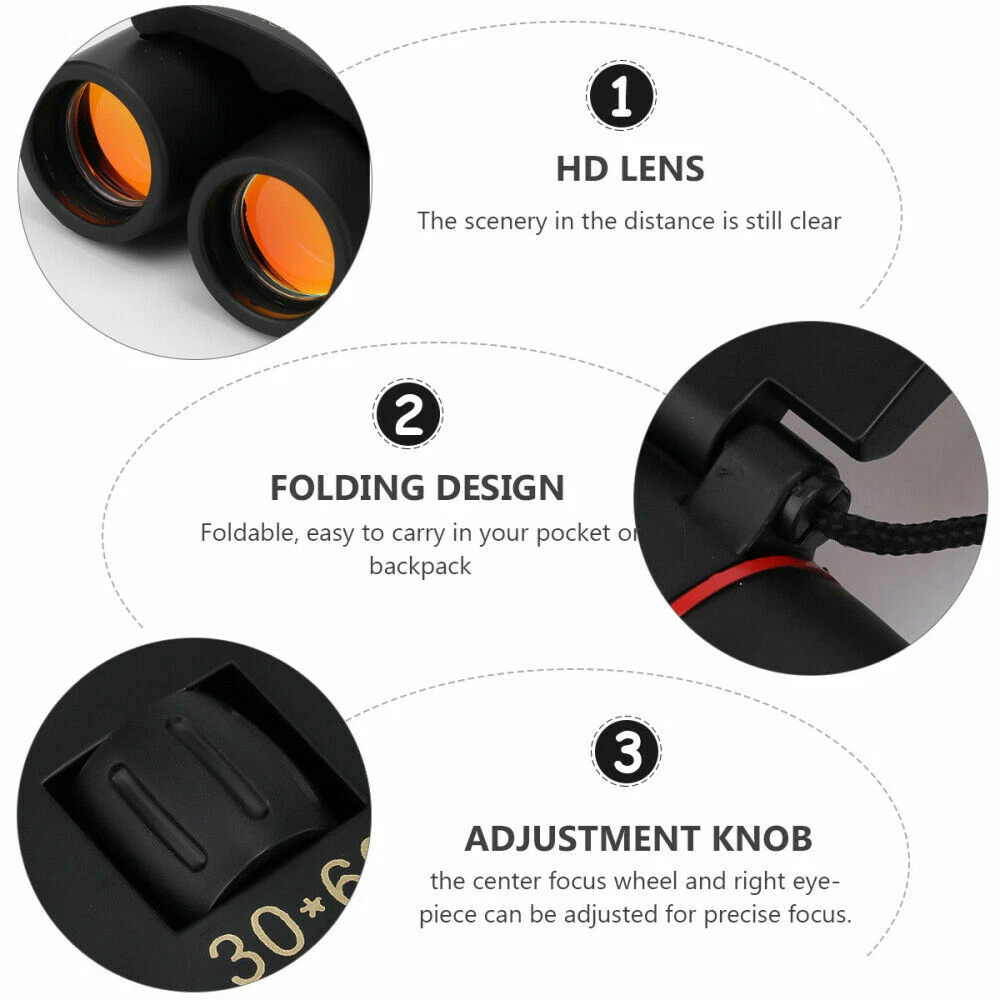 30X60 Zoom Binoculars Day/Night Vision Travel Outdoor Mini Hunting Telescope