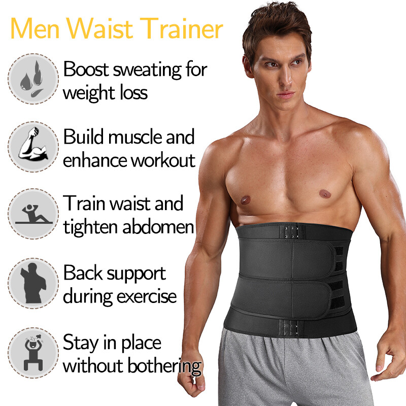 Men's Fat Burner Waist Trainer Cincher Sauna Sweat Belt Body Shaper Workout