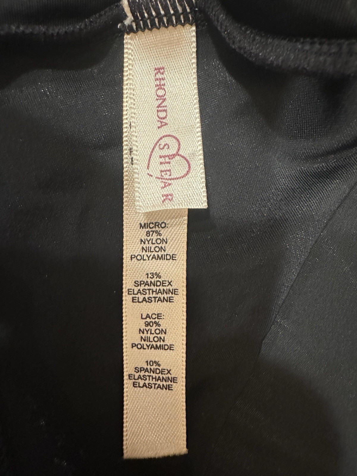 RHONDA SHEAR Shaper Cami Camisole w/ Built in Bra SizeXL Black Lace Trim Stretch