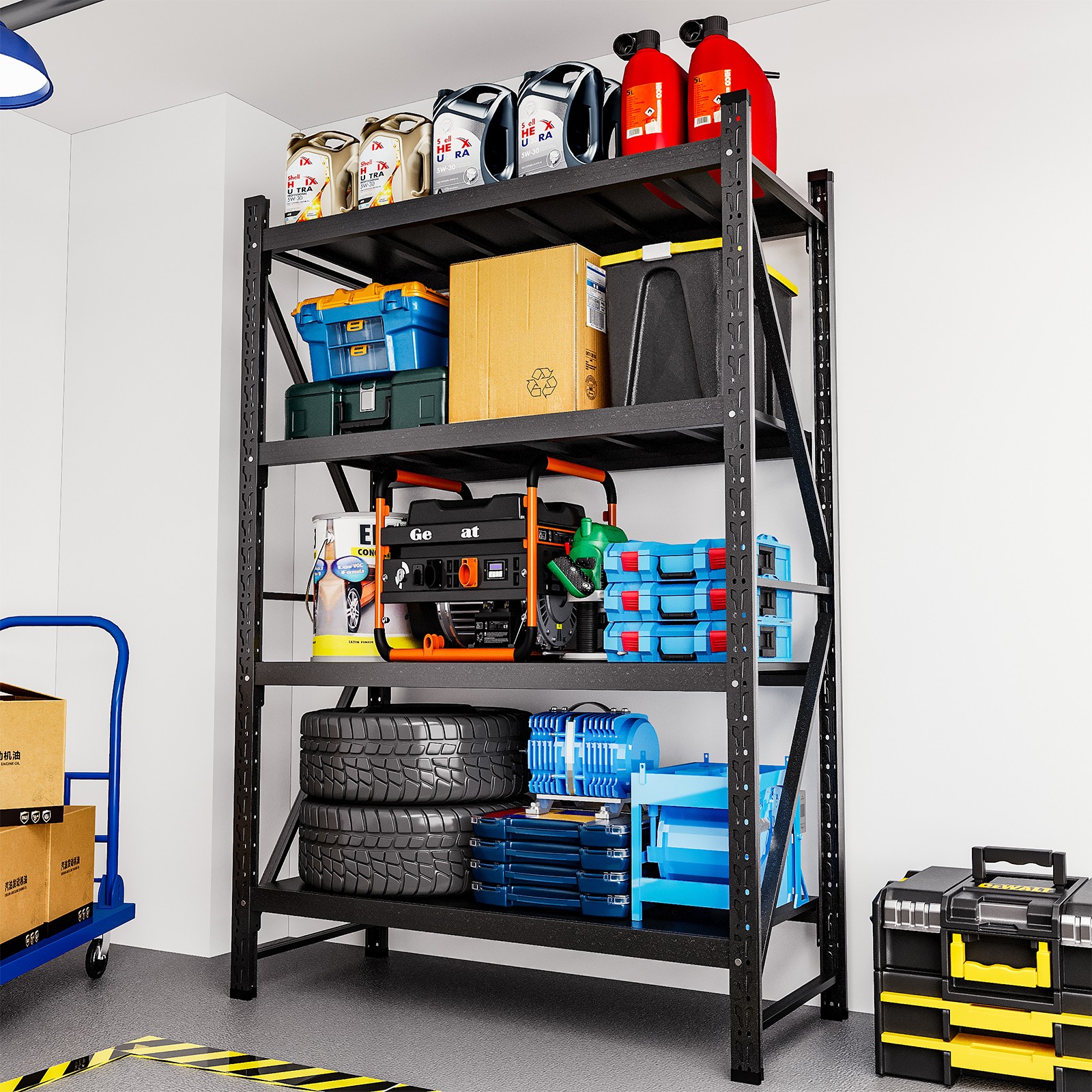 STANI 4-Tier Adjustable Metal Garage Shelving 5000&3500LBS Capacity Storage