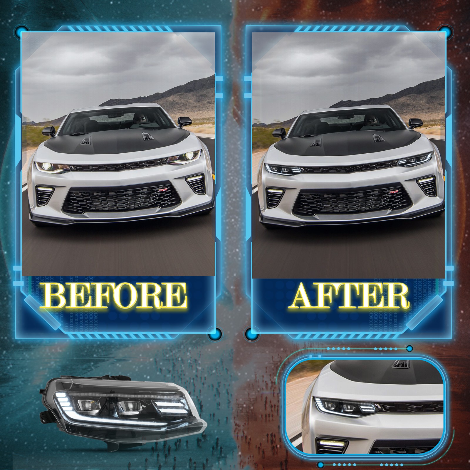 VLAND LED Headlights For 2016-2018 Chevrolet Camaro W/Sequential & Animation