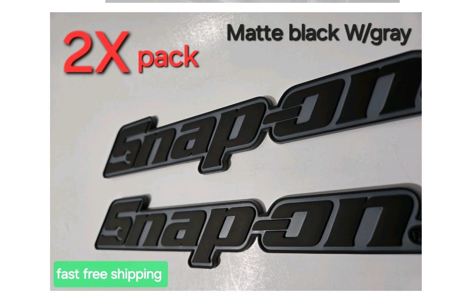 2PK SNAP ON TOOL BOX LOGO EMBLEM MATTE BLACK Plastic Badge Decal 8"+3 BLKOUT DRV