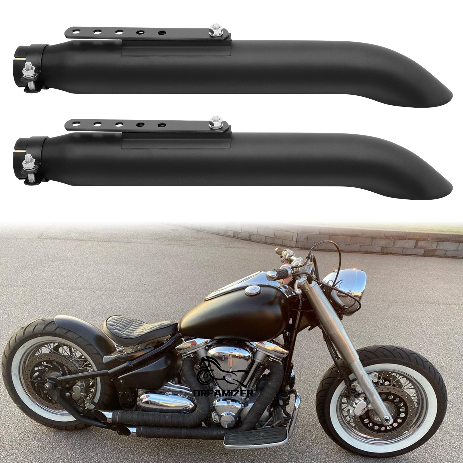 2pcs Motorcycle Slip-On Exhaust Muffler Pipes For Yamaha Road Star XV1600 XV1700