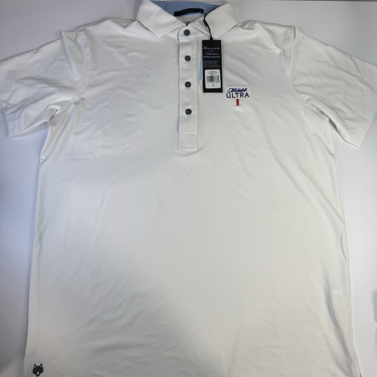 Greyson Golf Tala Polo Men's Medium Michelob Ultra Logo White Greyson Polo NWT