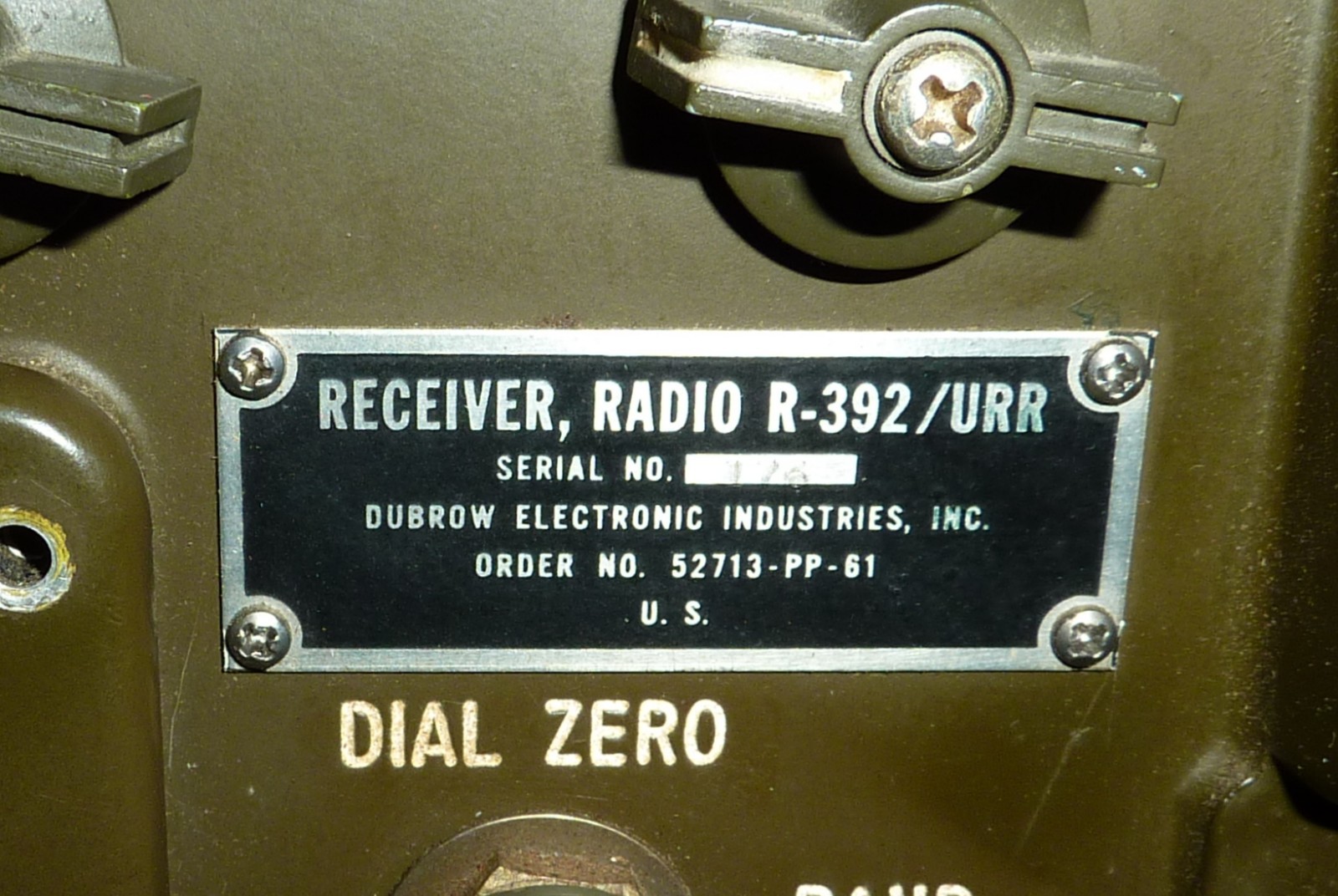 US Army Signal Corps R-392/URR Radio Receiver Dubrow Parts Only As-Is