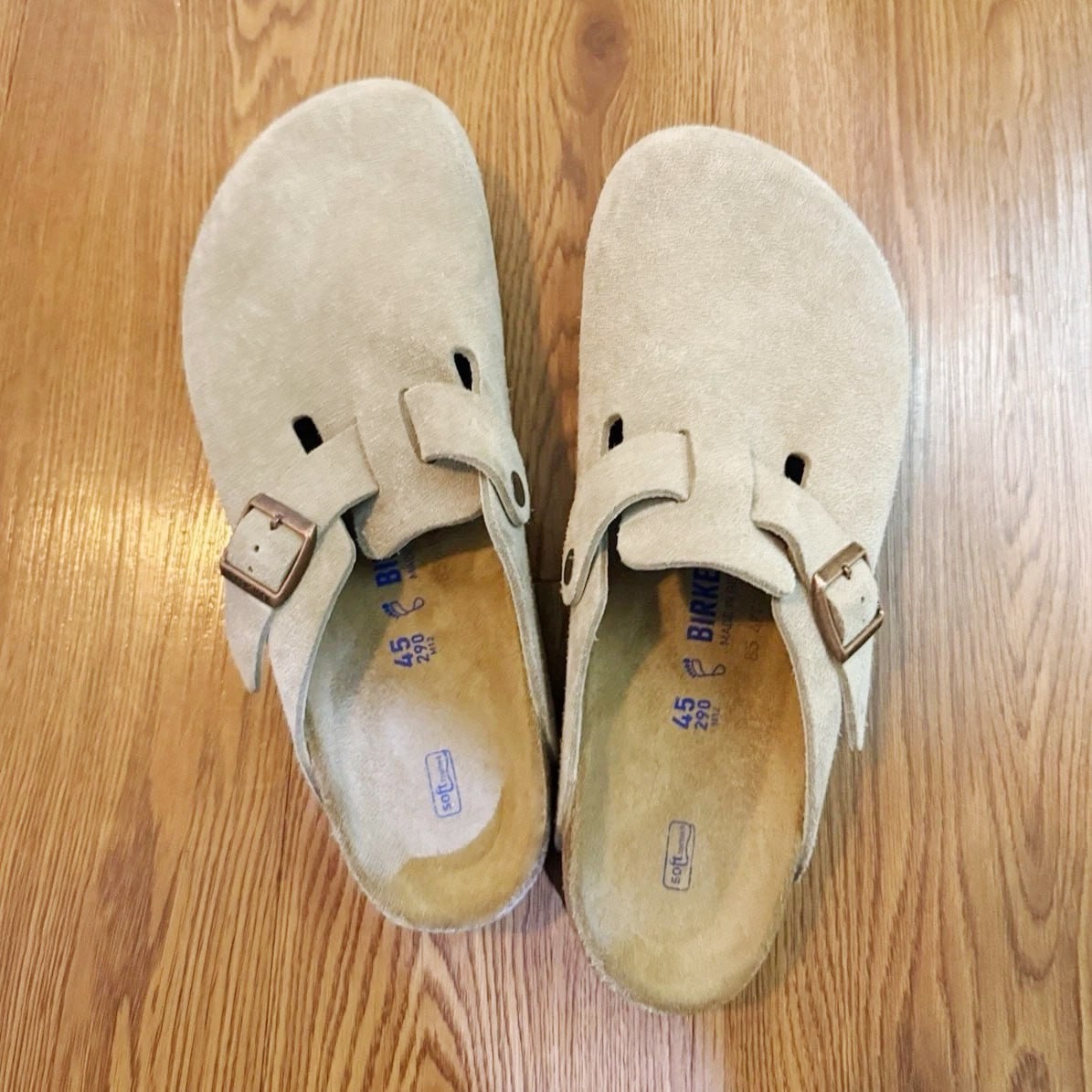 BIRKENSTOCK Boston Soft Footbed Suede Leather Taupe Unisex Clog Shoes