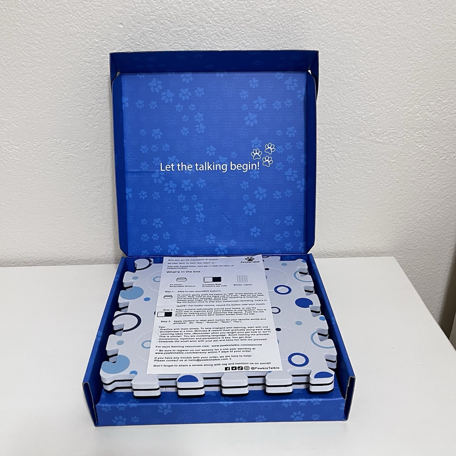 Pawkie Talkie Dog Talking Buttons Echo System Set 12 Buttons + 2 Mats