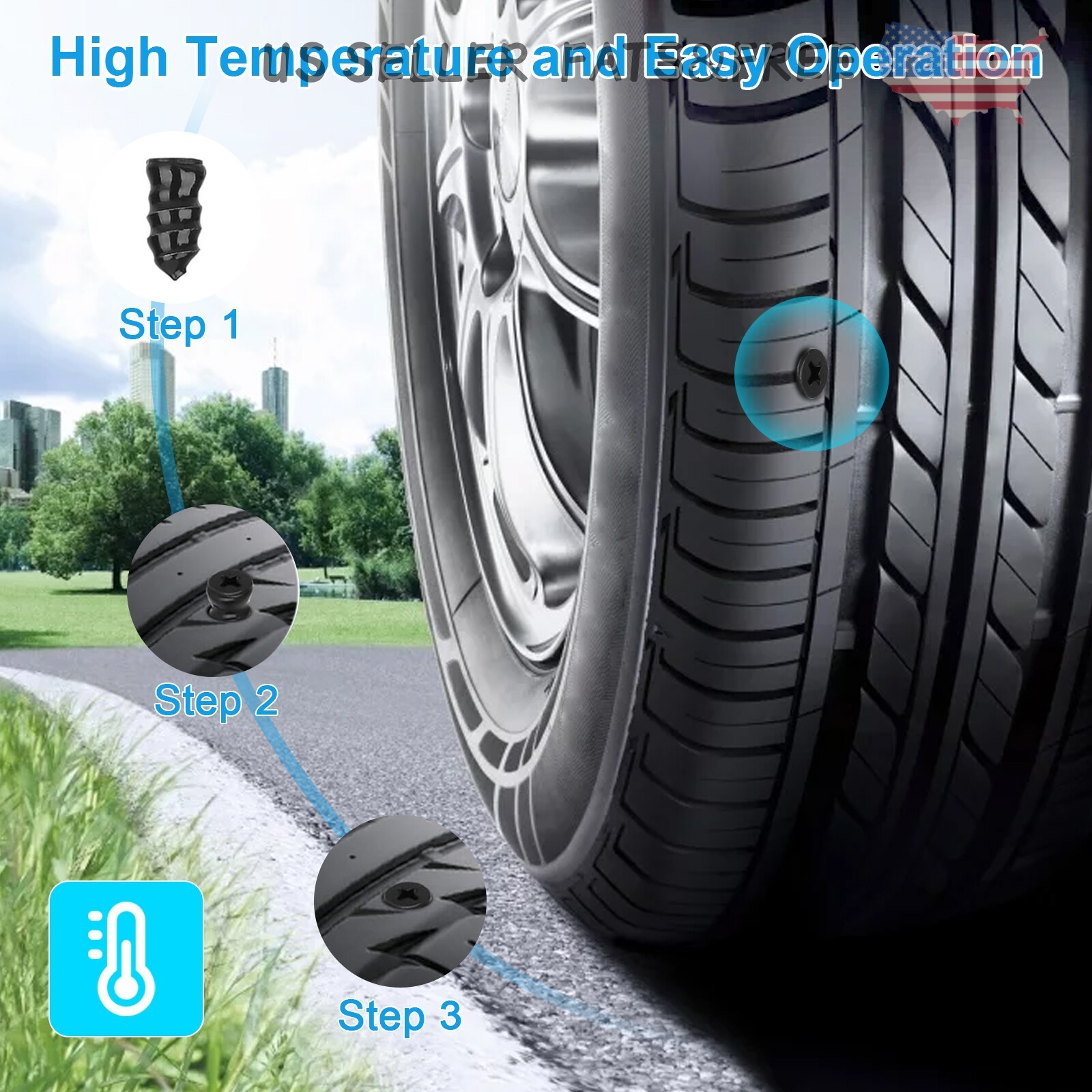 100Pcs Tire Repair Rubber Nails Tyre Puncture Repair Screws Kit w/ Screwdriver