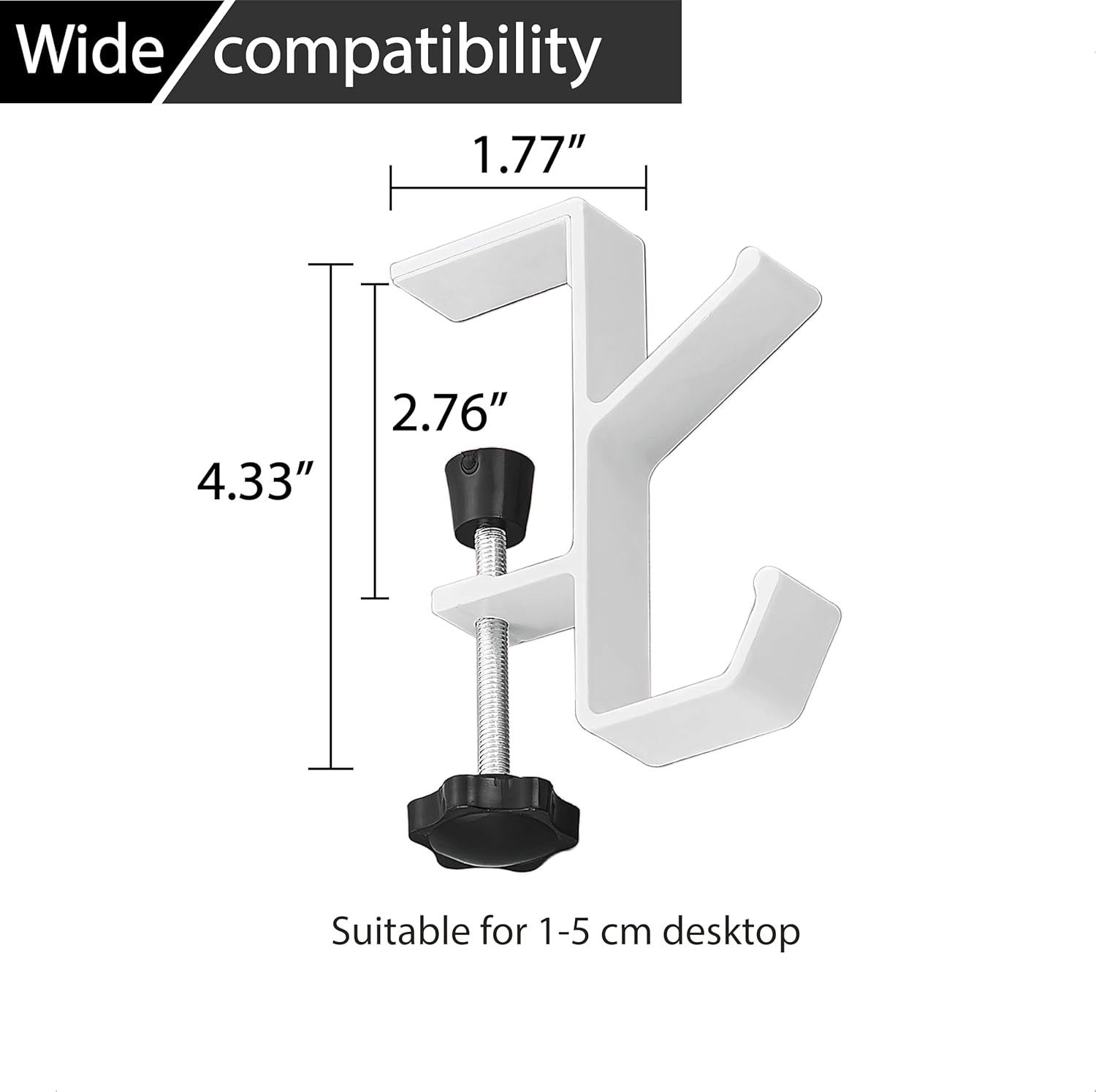 Adjustable Hook for L Shaped Gaming Desk, under Gaming Desk with Hook Holder